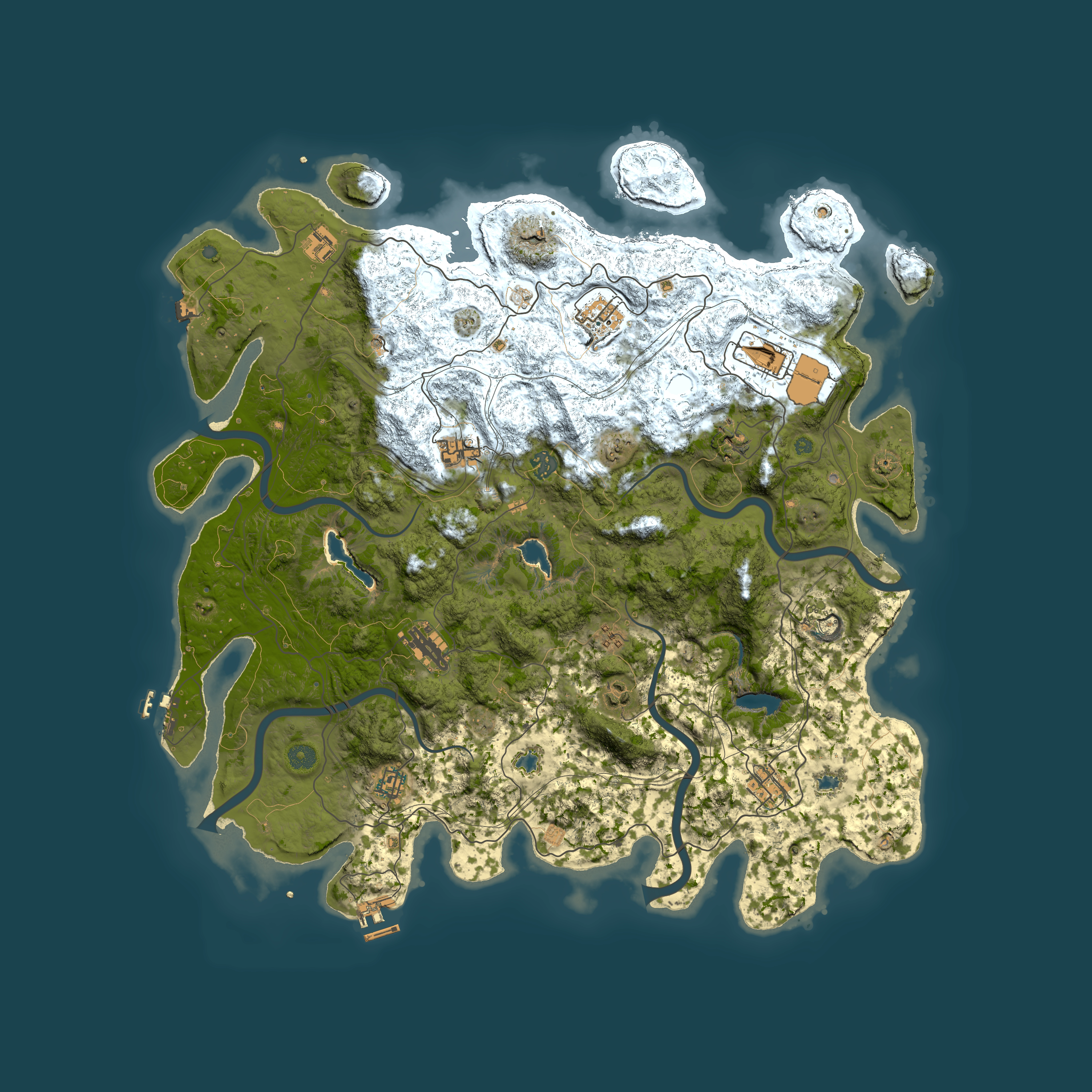 Full top-down render of Rust map seed 2100436492, 4850x4850m