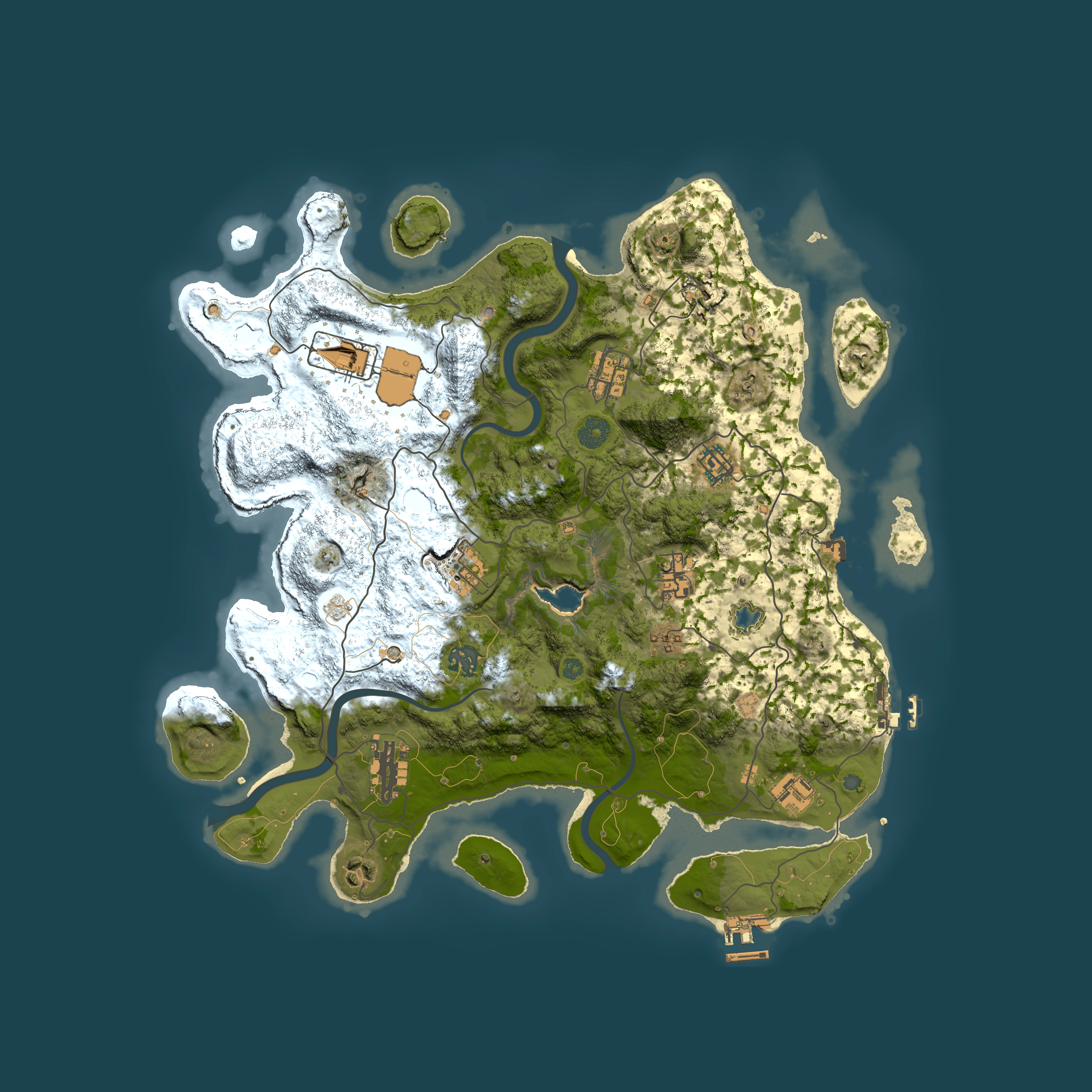 Full top-down render of Rust map seed 1214131828, 4000x4000m
