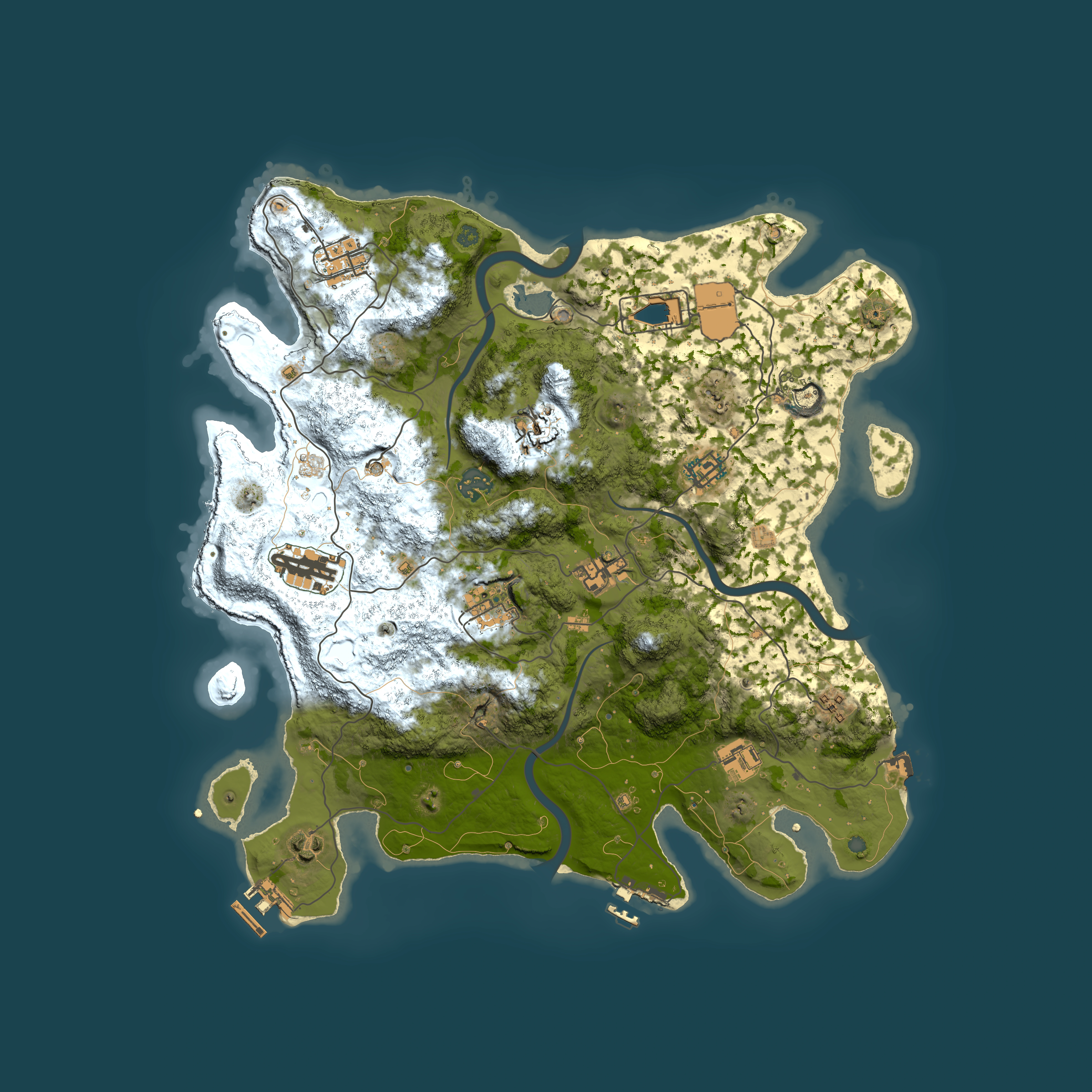 Full top-down render of Rust map seed 1643657233, 3850x3850m