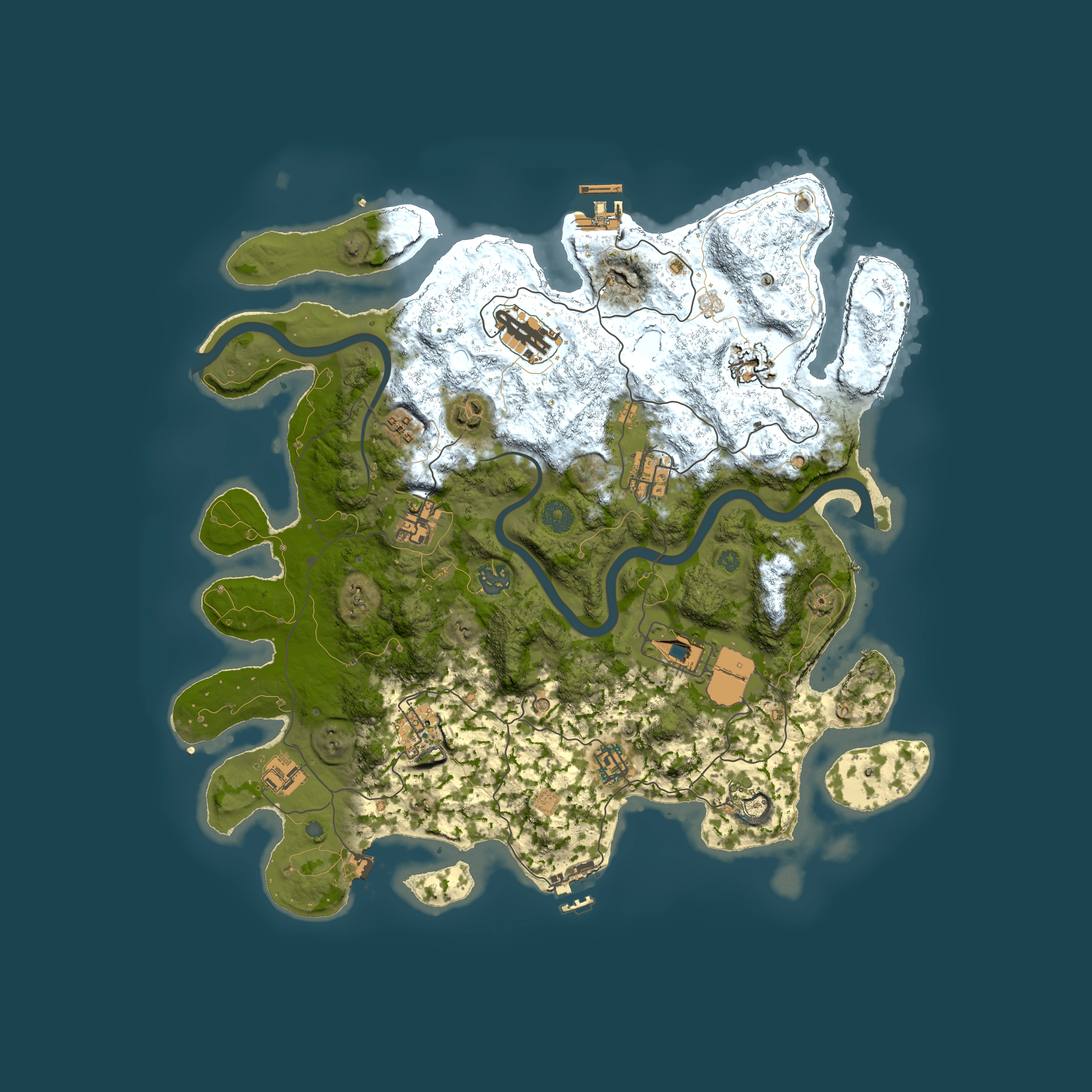 Full top-down render of Rust map seed 137494191, 3950x3950m