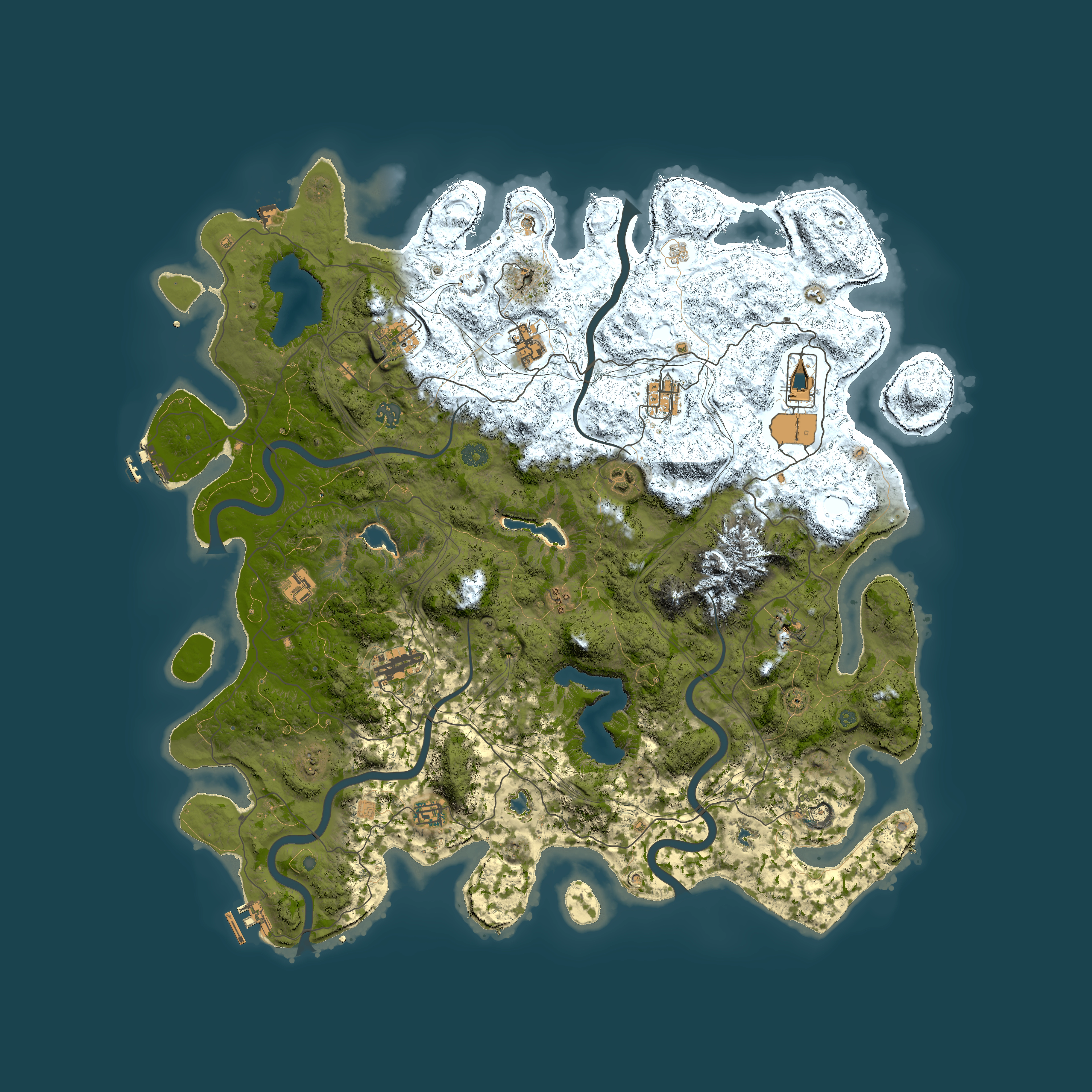 Full top-down render of Rust map seed 868353911, 5050x5050m