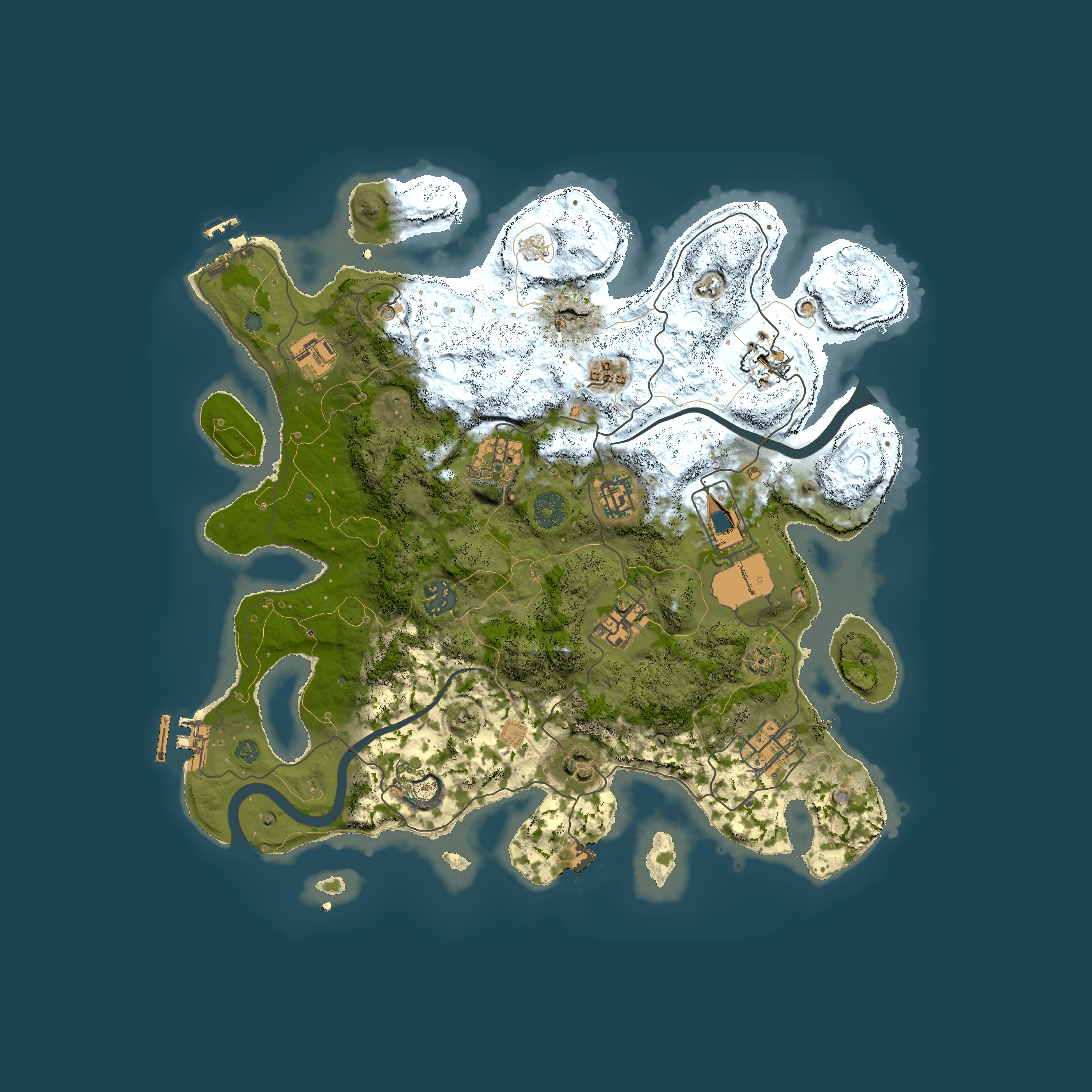 Full top-down render of Rust map seed 1404615407, 3600x3600m