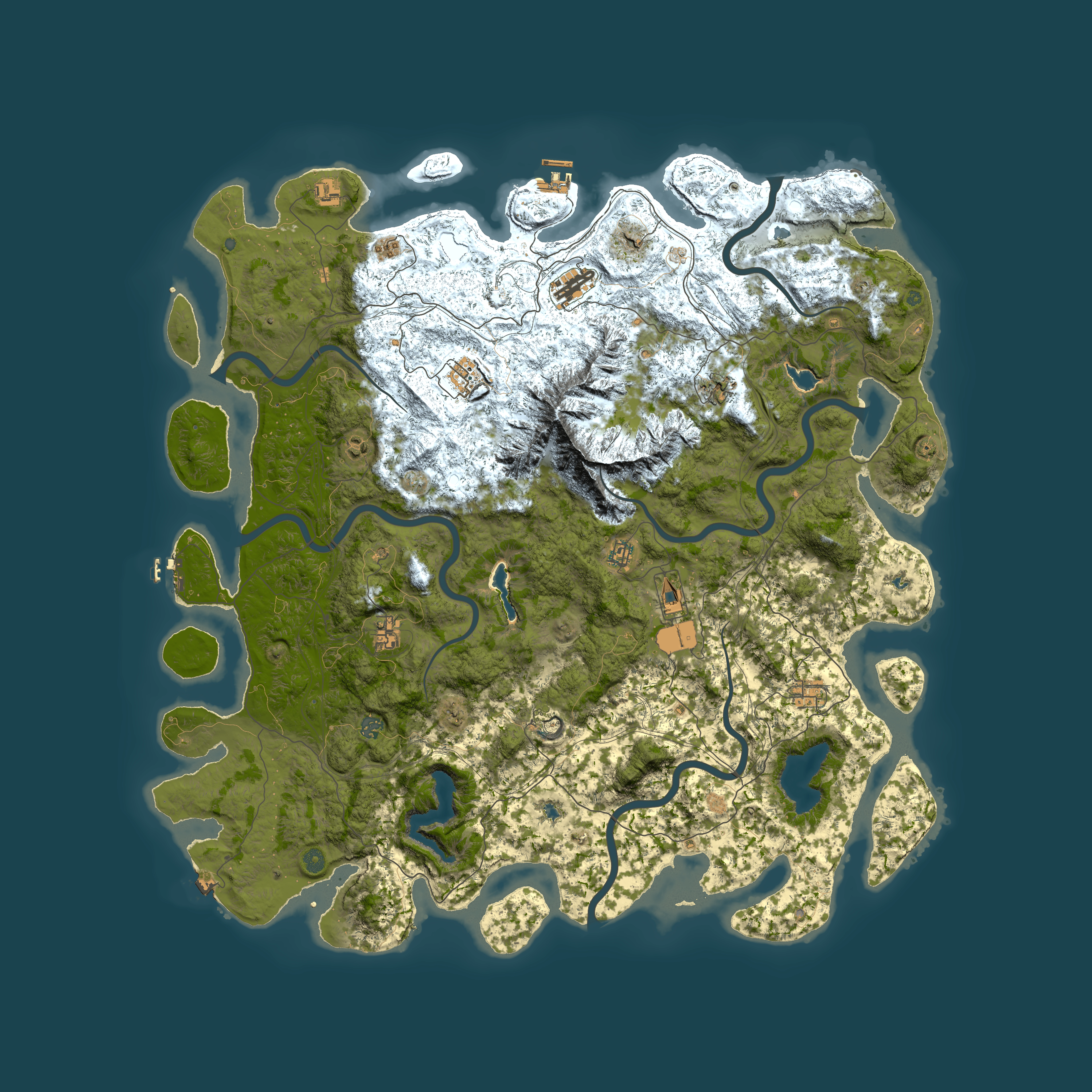 Full top-down render of Rust map seed 1340460649, 5750x5750m