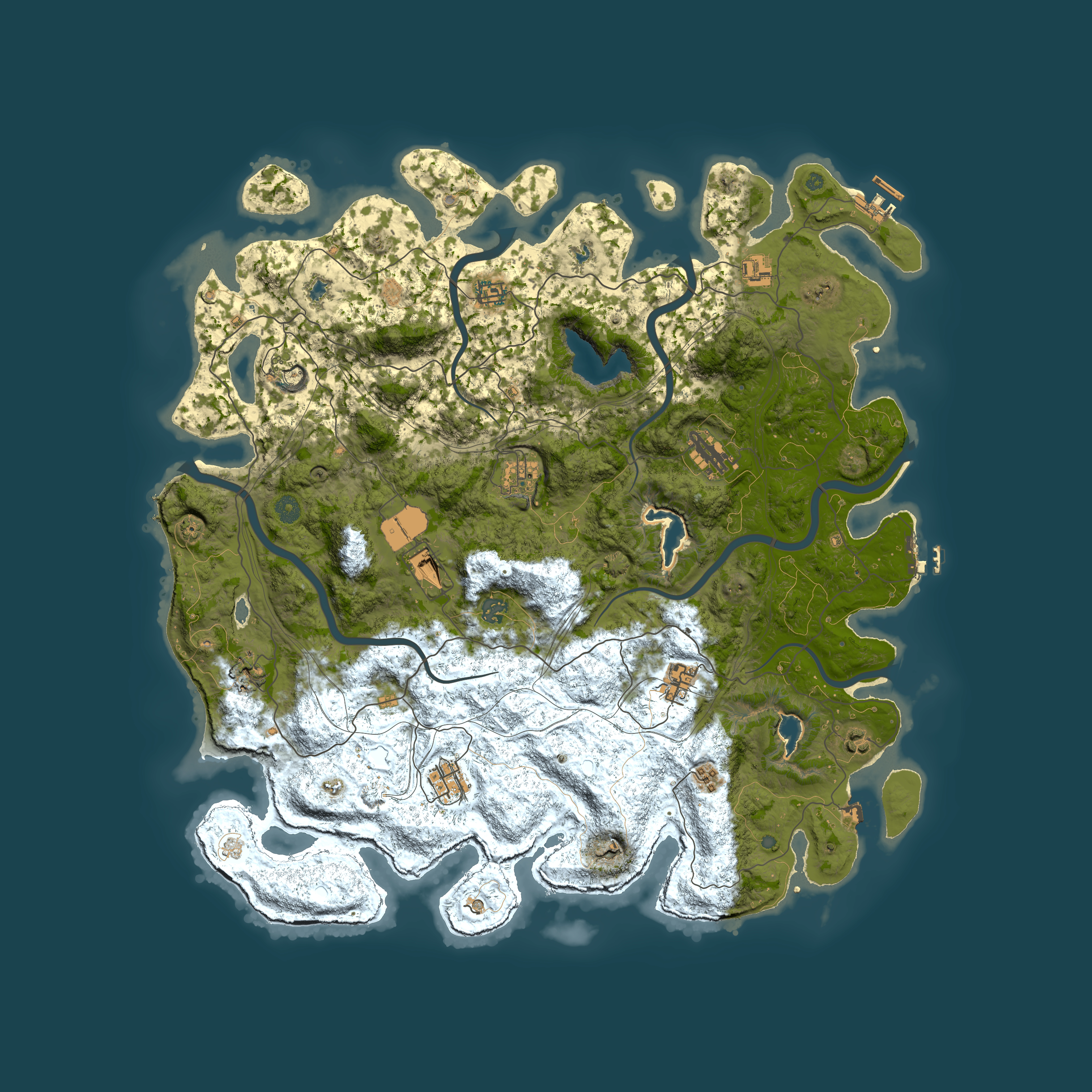 Full top-down render of Rust map seed 1621068219, 4900x4900m