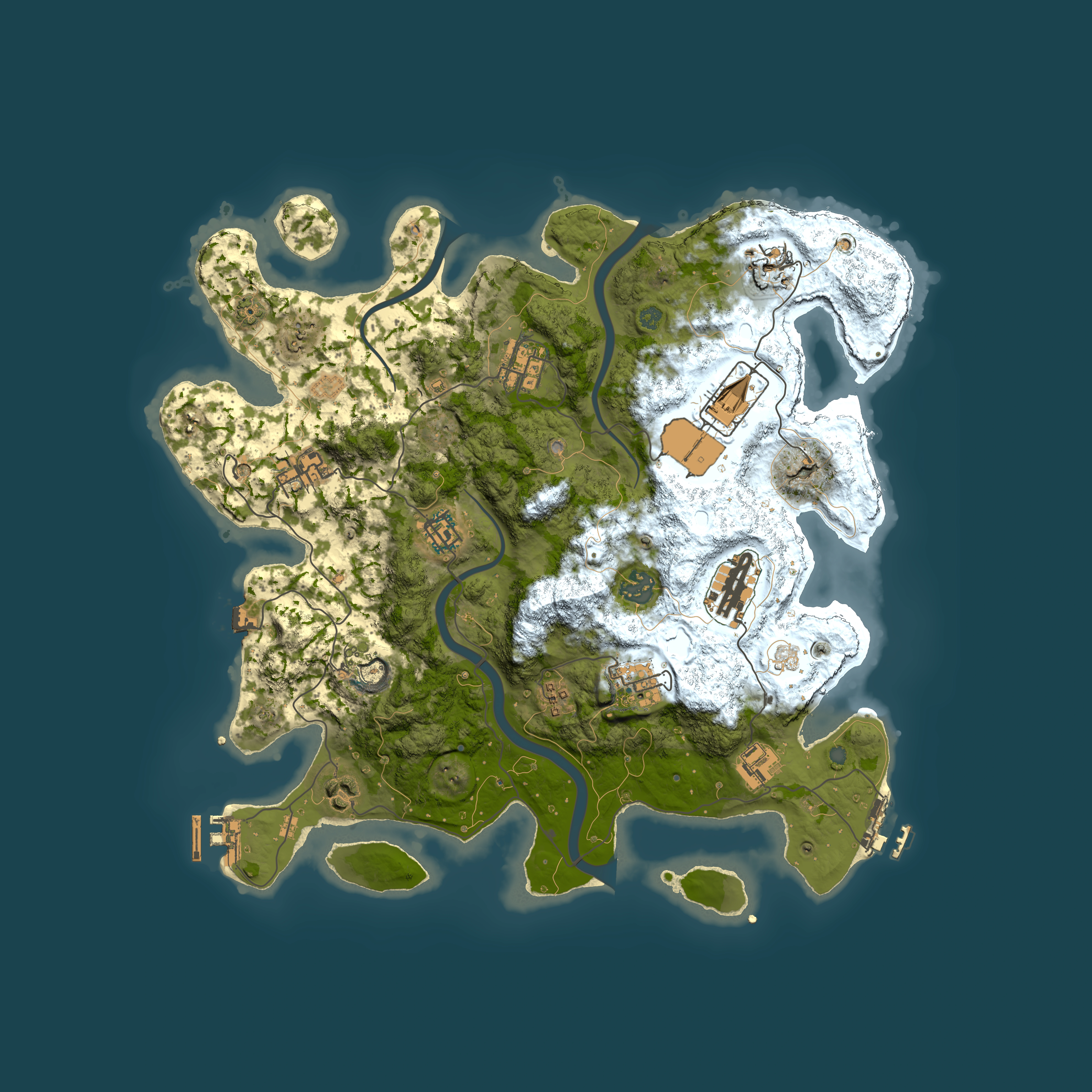 Full top-down render of Rust map seed 1309009870, 3700x3700m