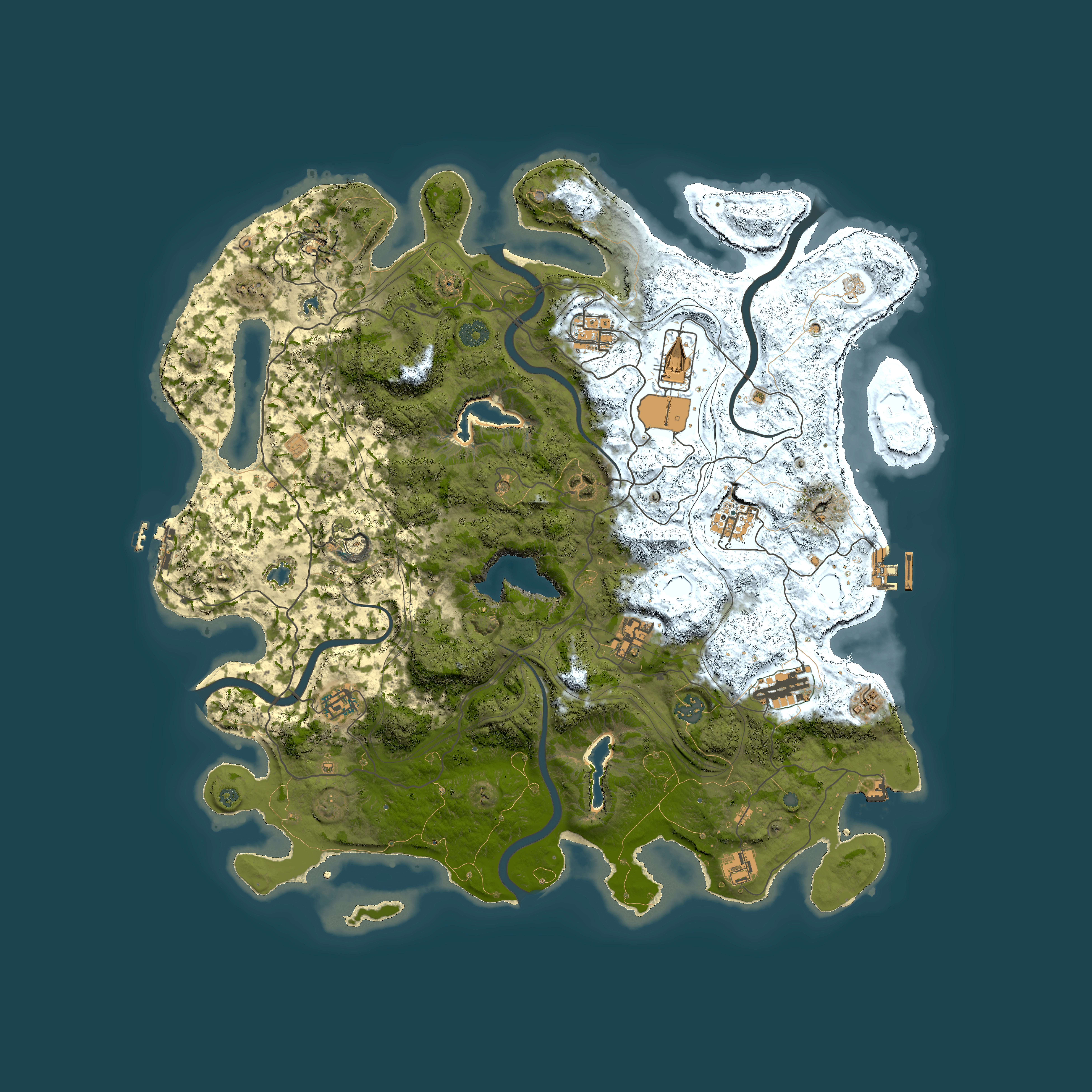 Full top-down render of Rust map seed 1430308300, 4500x4500m