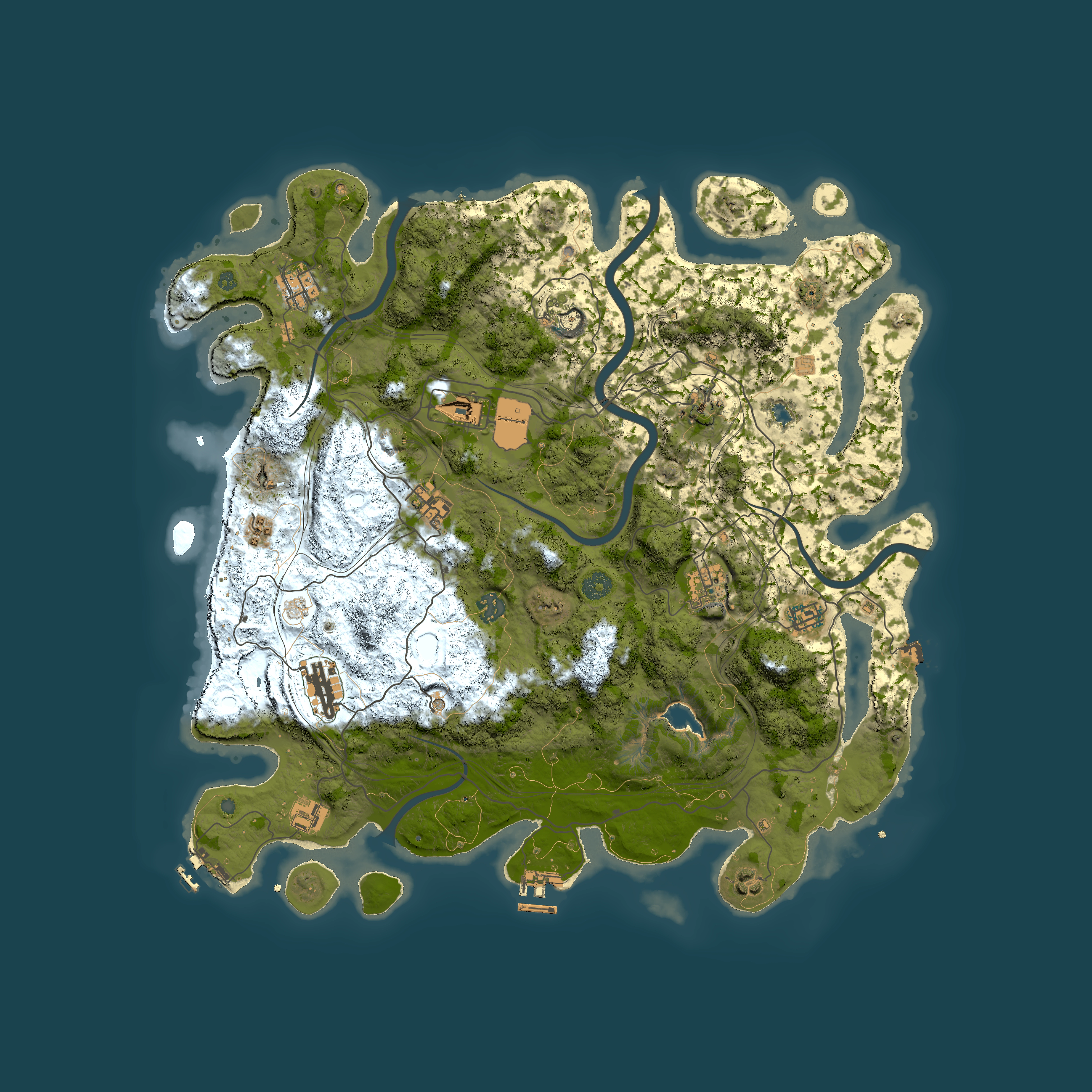 Full top-down render of Rust map seed 1501056605, 4450x4450m
