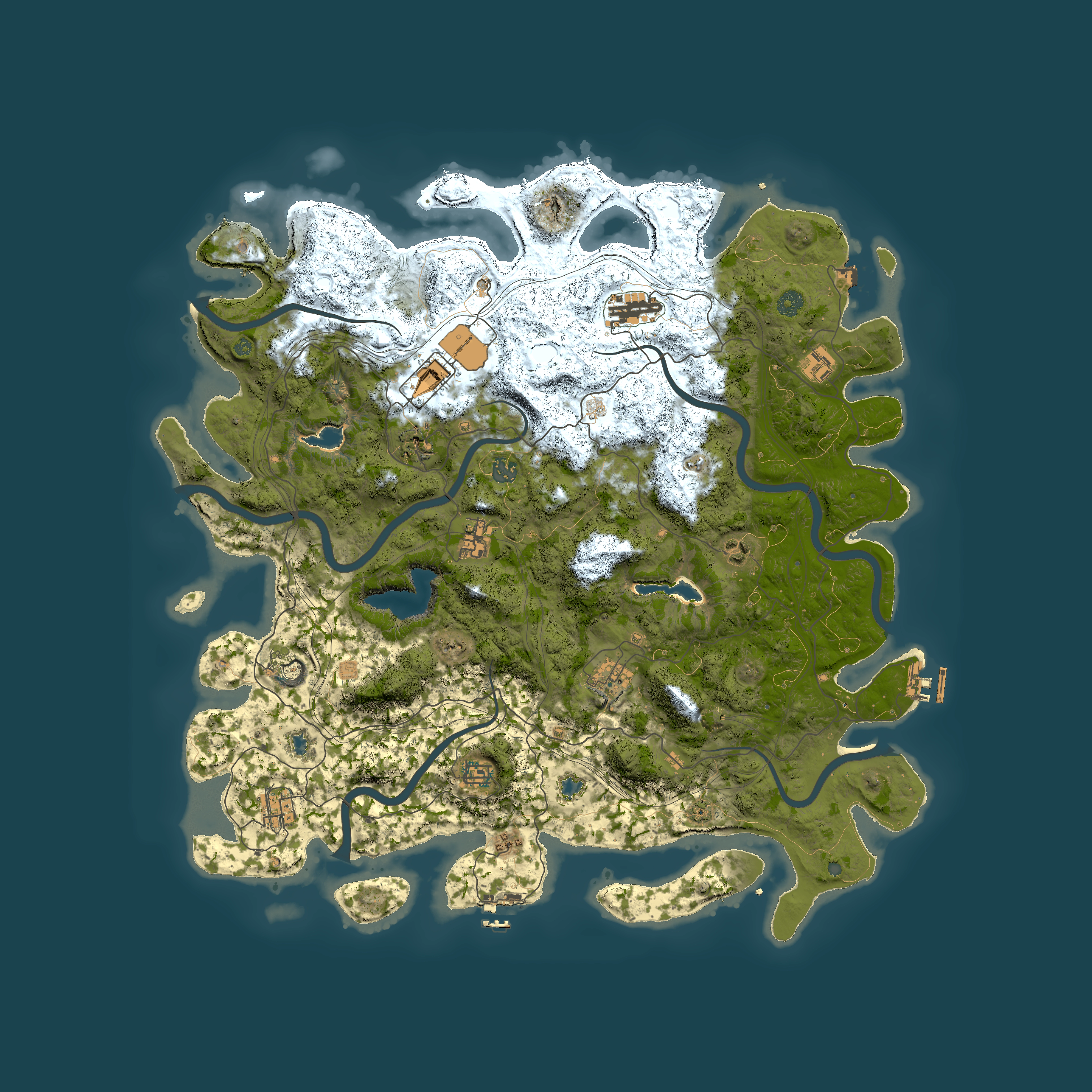 Full top-down render of Rust map seed 30331857, 4900x4900m