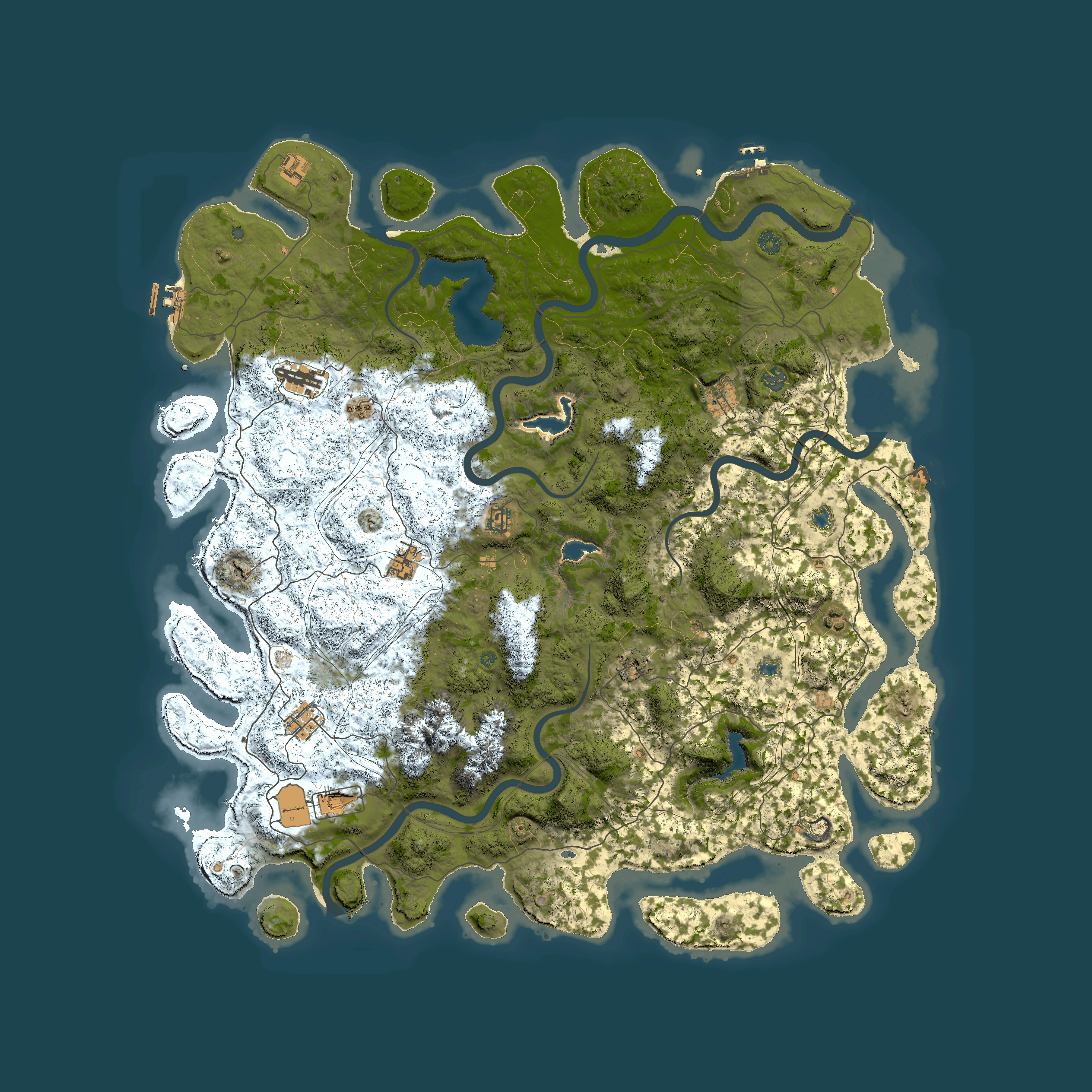 Full top-down render of Rust map seed 1007042377, 5500x5500m
