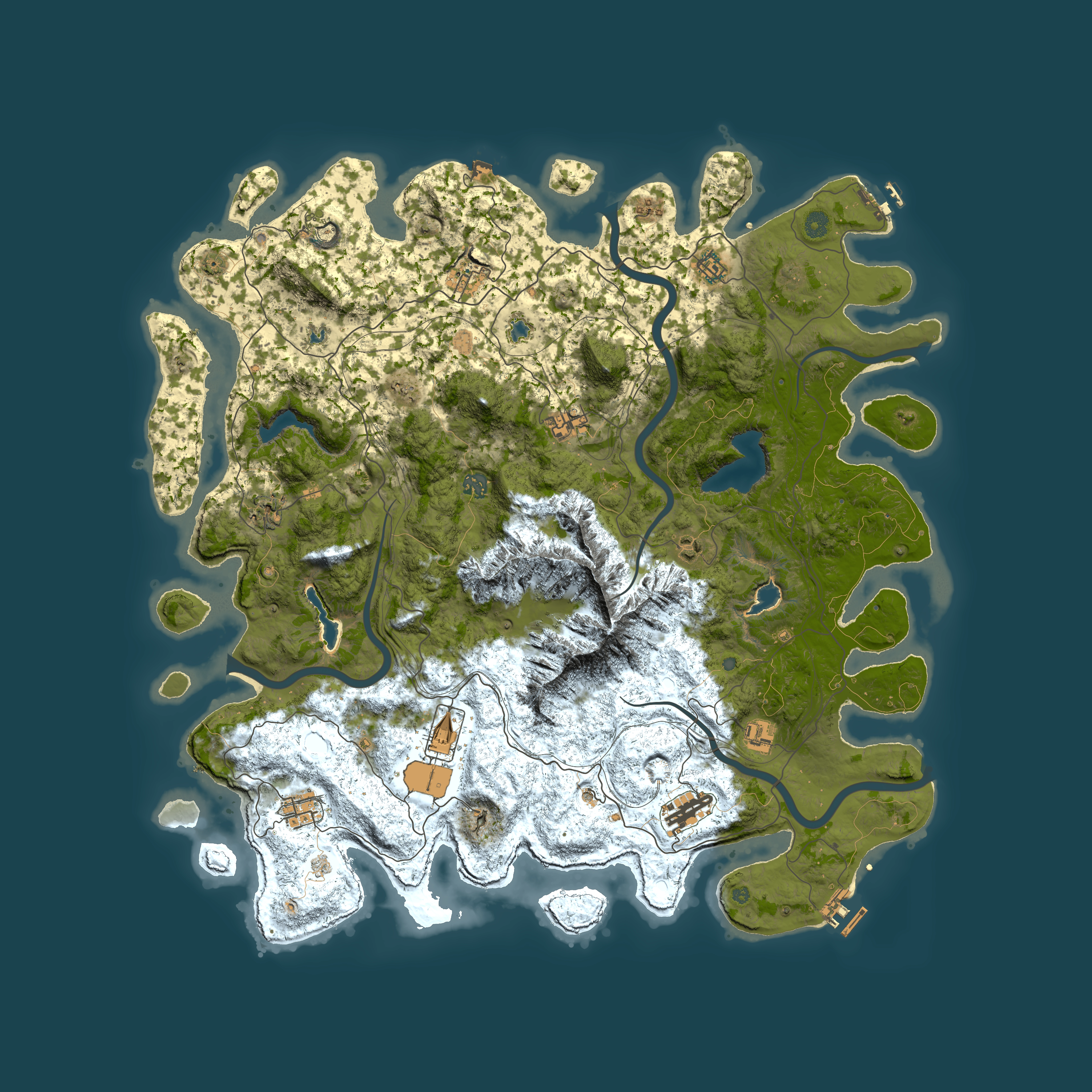 Full top-down render of Rust map seed 574500868, 5050x5050m