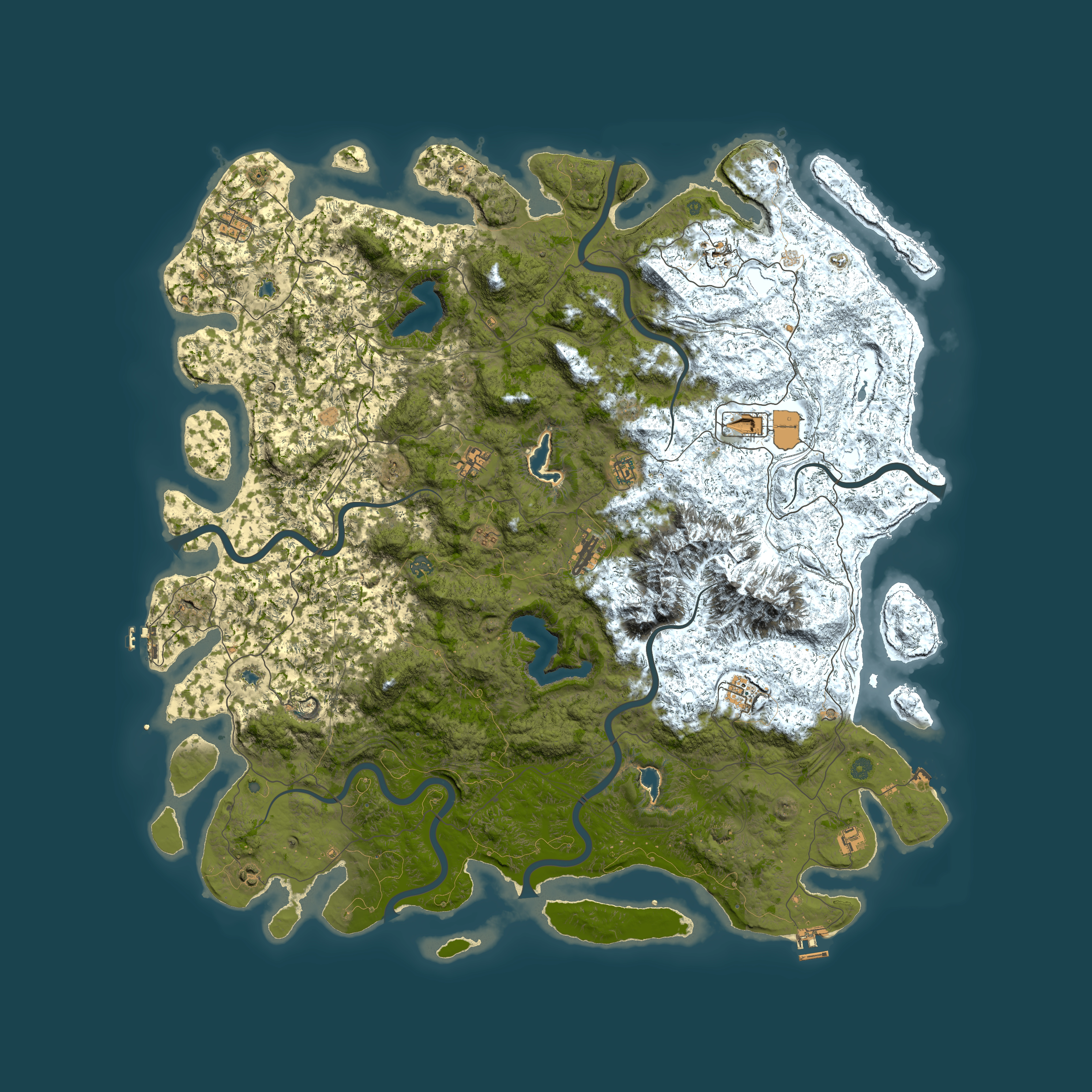 Full top-down render of Rust map seed 1660356867, 6000x6000m