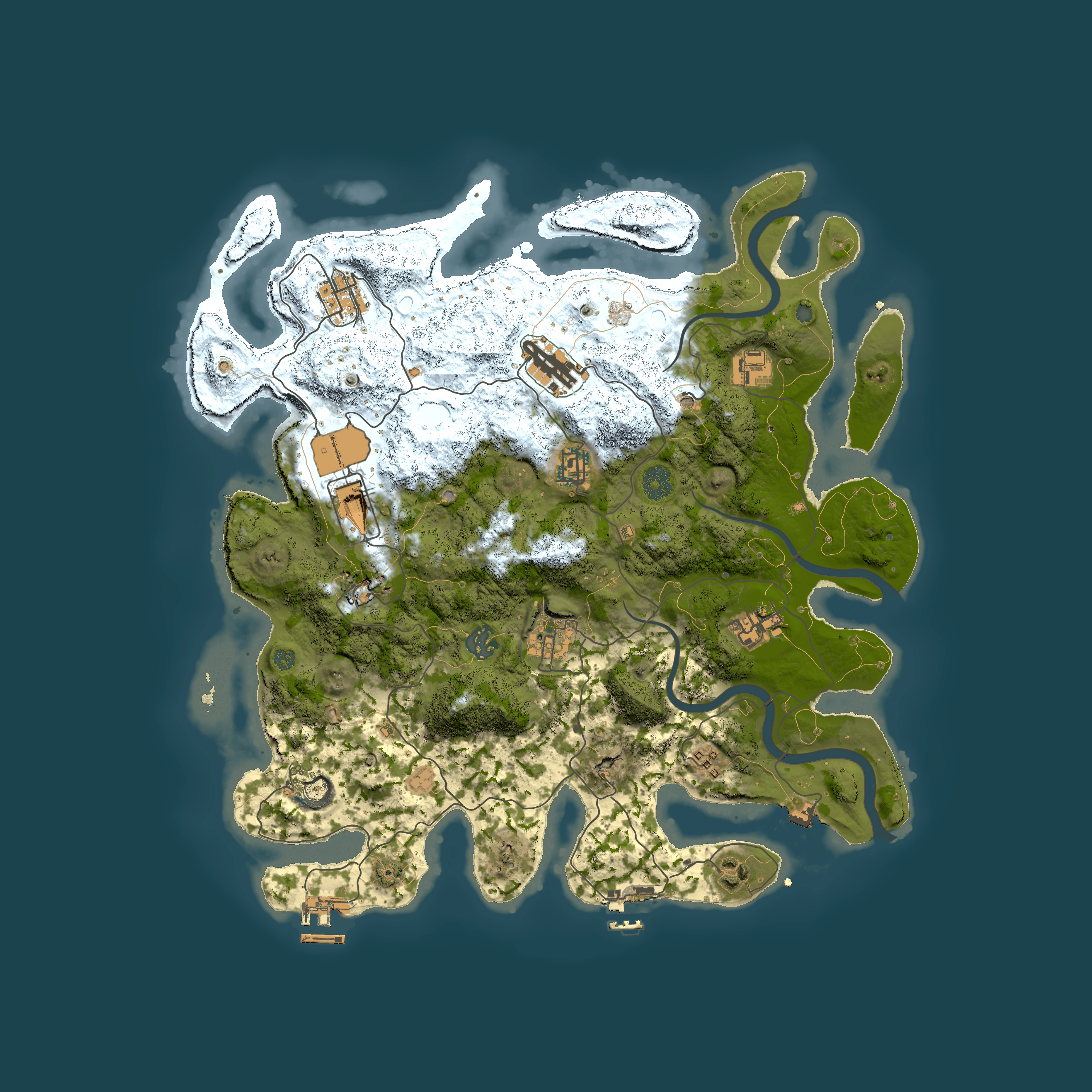 Full top-down render of Rust map seed 636222124, 3900x3900m