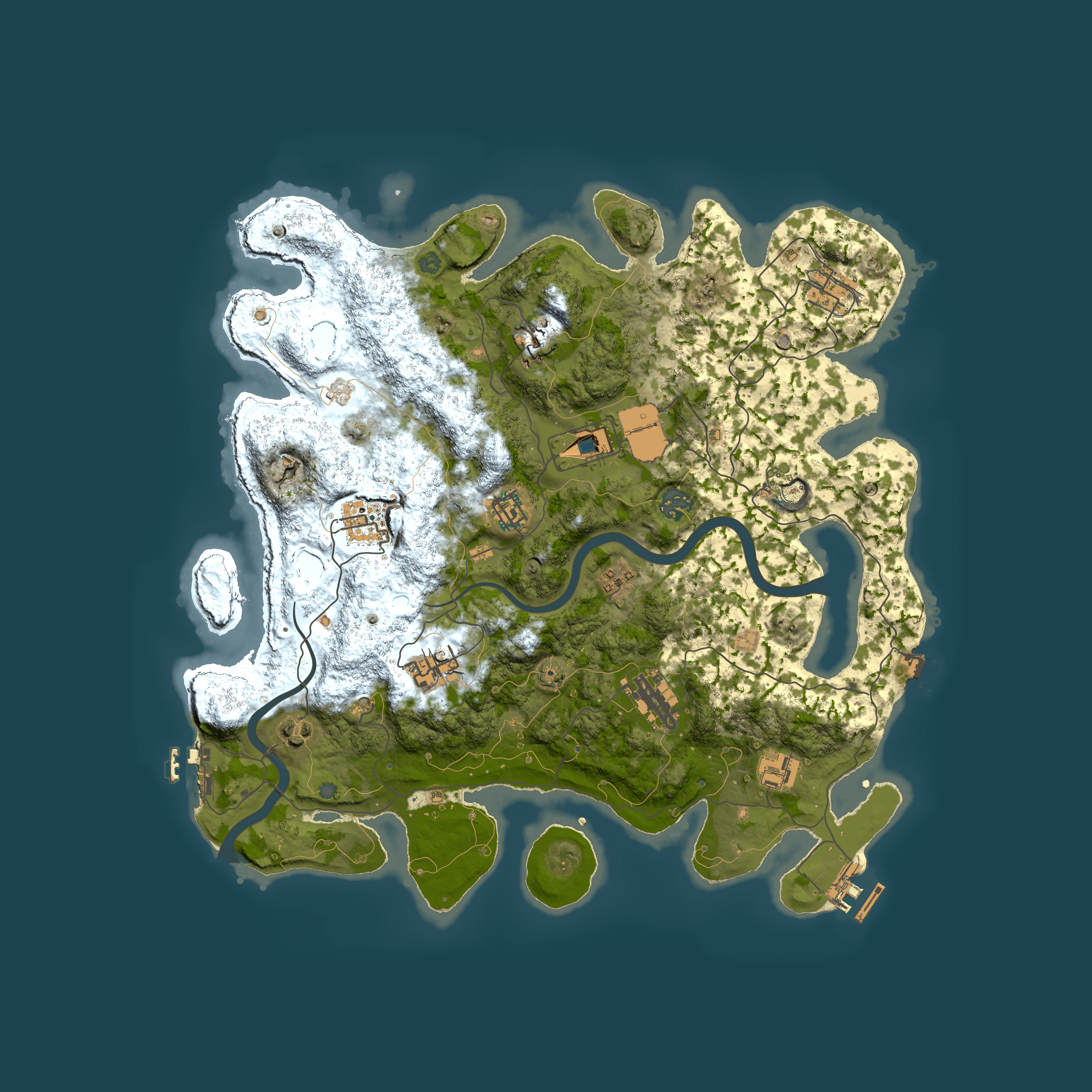 Full top-down render of Rust map seed 1250030591, 3900x3900m