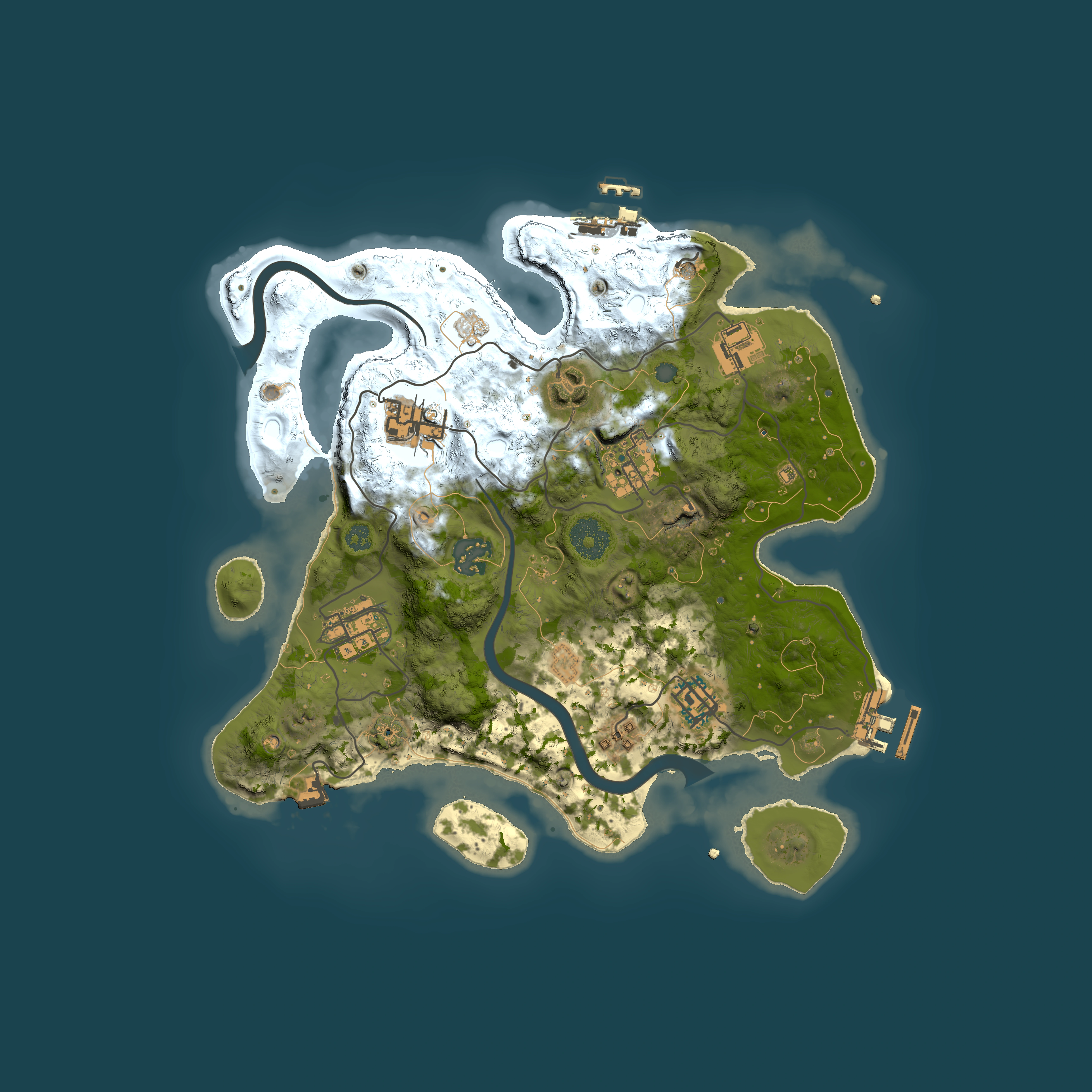 Full top-down render of Rust map seed 1154134598, 3000x3000m