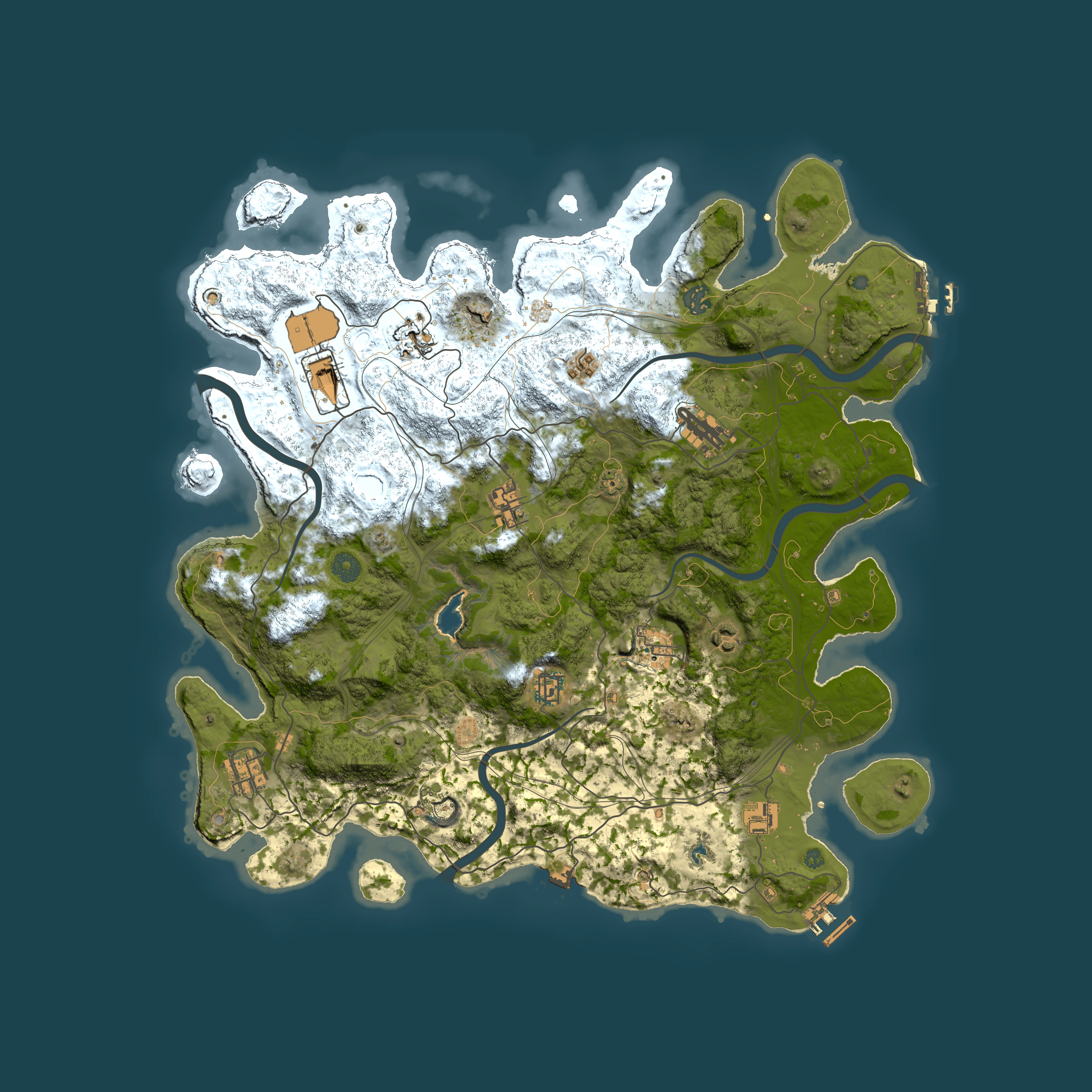 Full top-down render of Rust map seed 1168215638, 4400x4400m