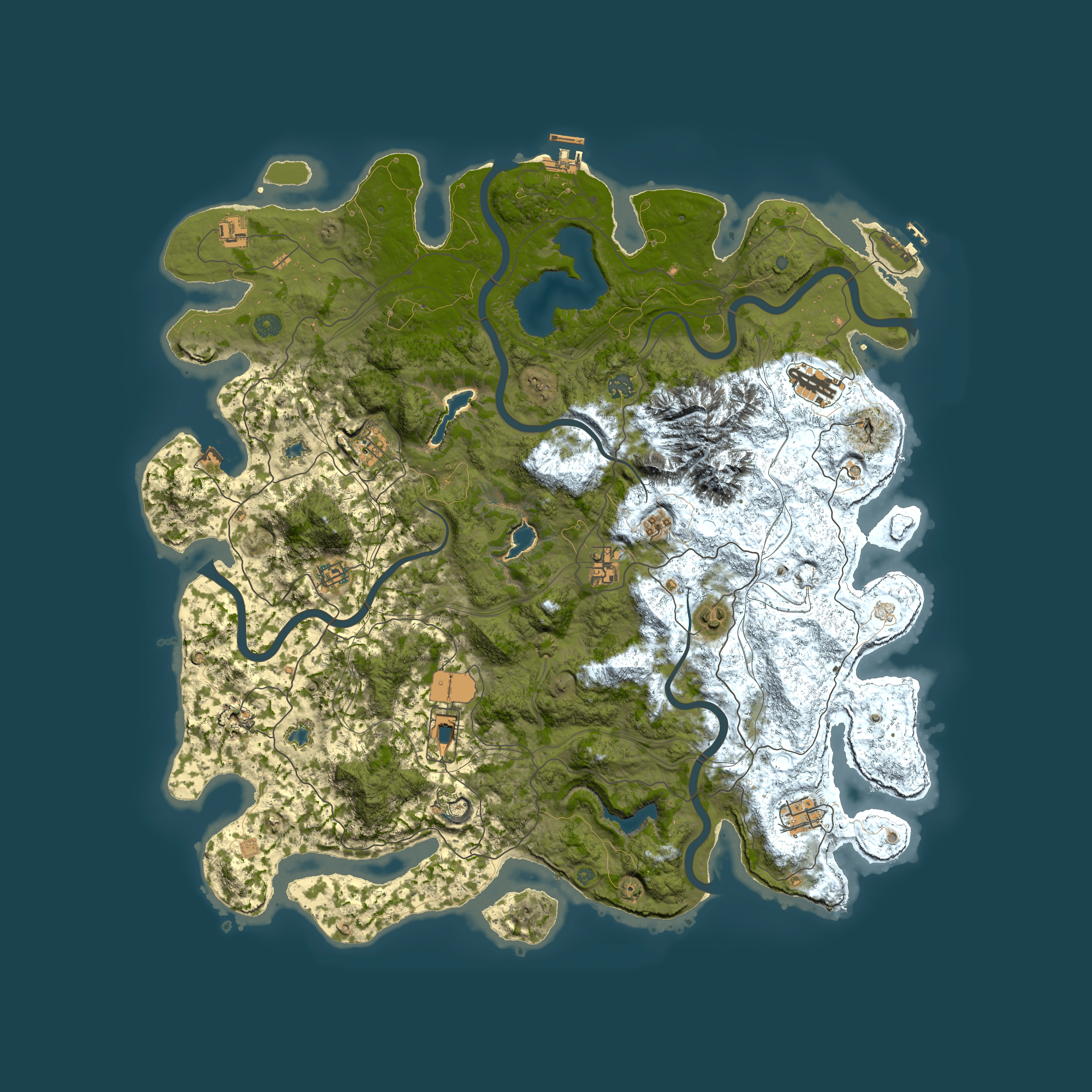 Full top-down render of Rust map seed 1156886207, 5050x5050m