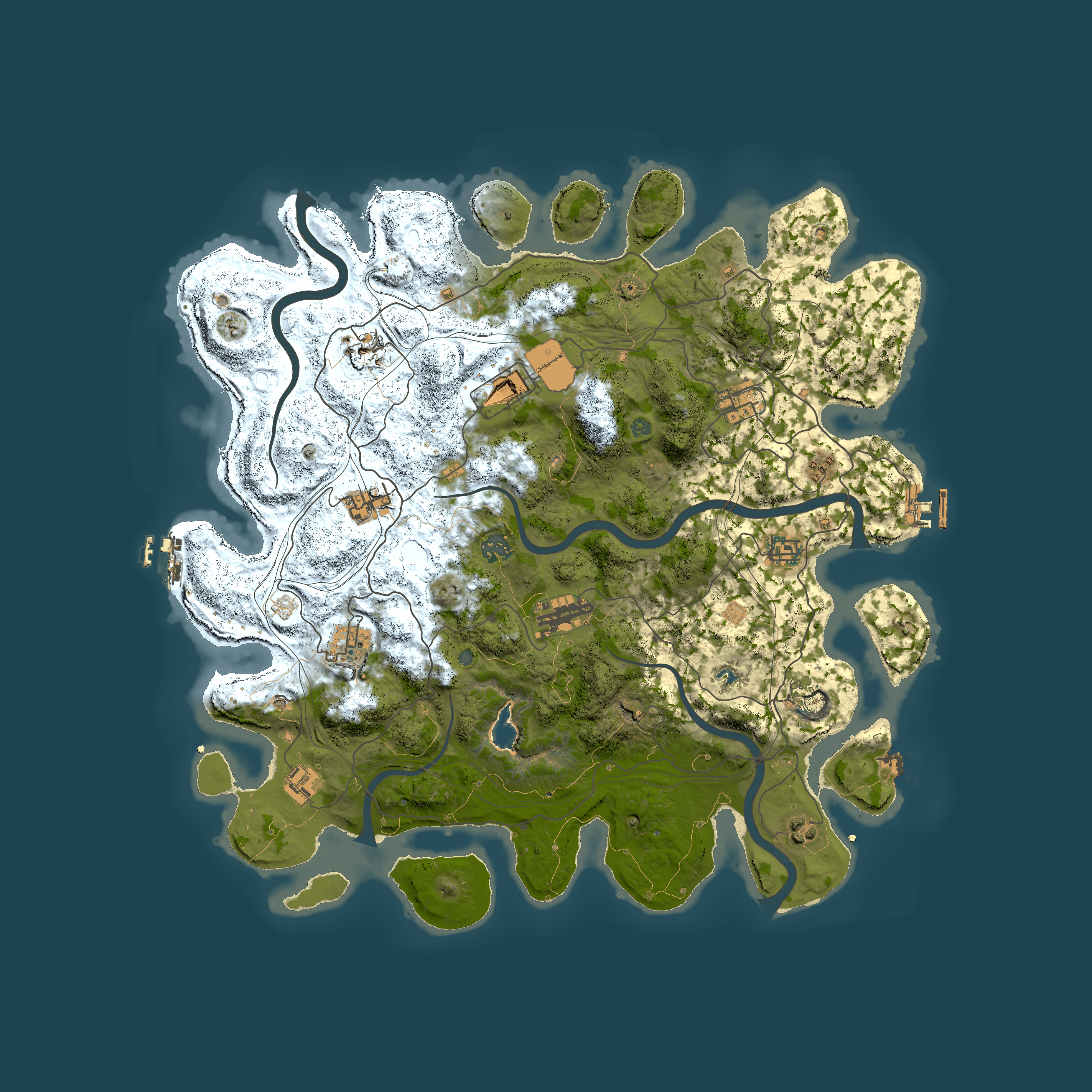 Full top-down render of Rust map seed 1591821572, 4350x4350m