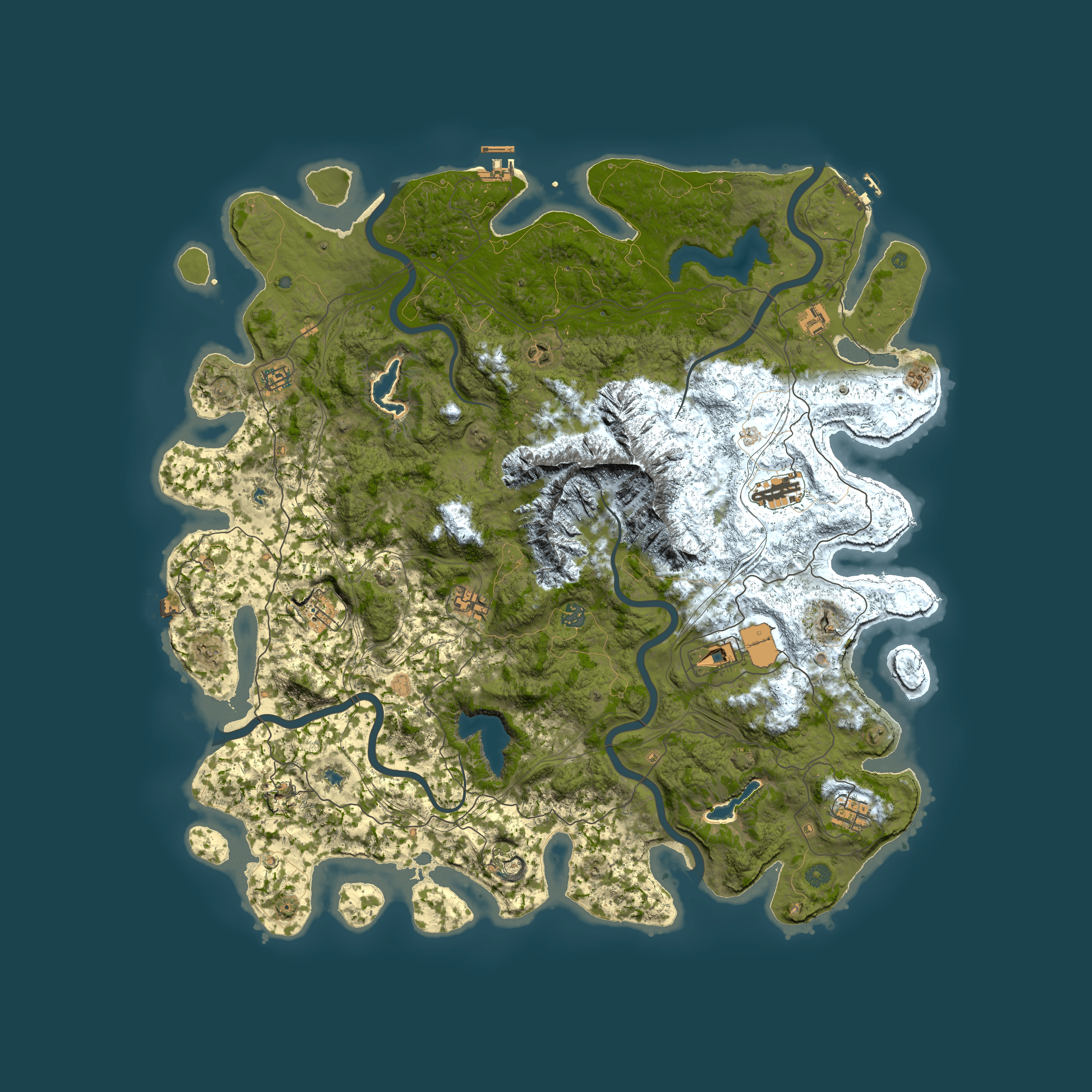 Full top-down render of Rust map seed 136466383, 5300x5300m