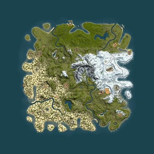 Rust map seed 136466383, 5300x5300m top-down preview