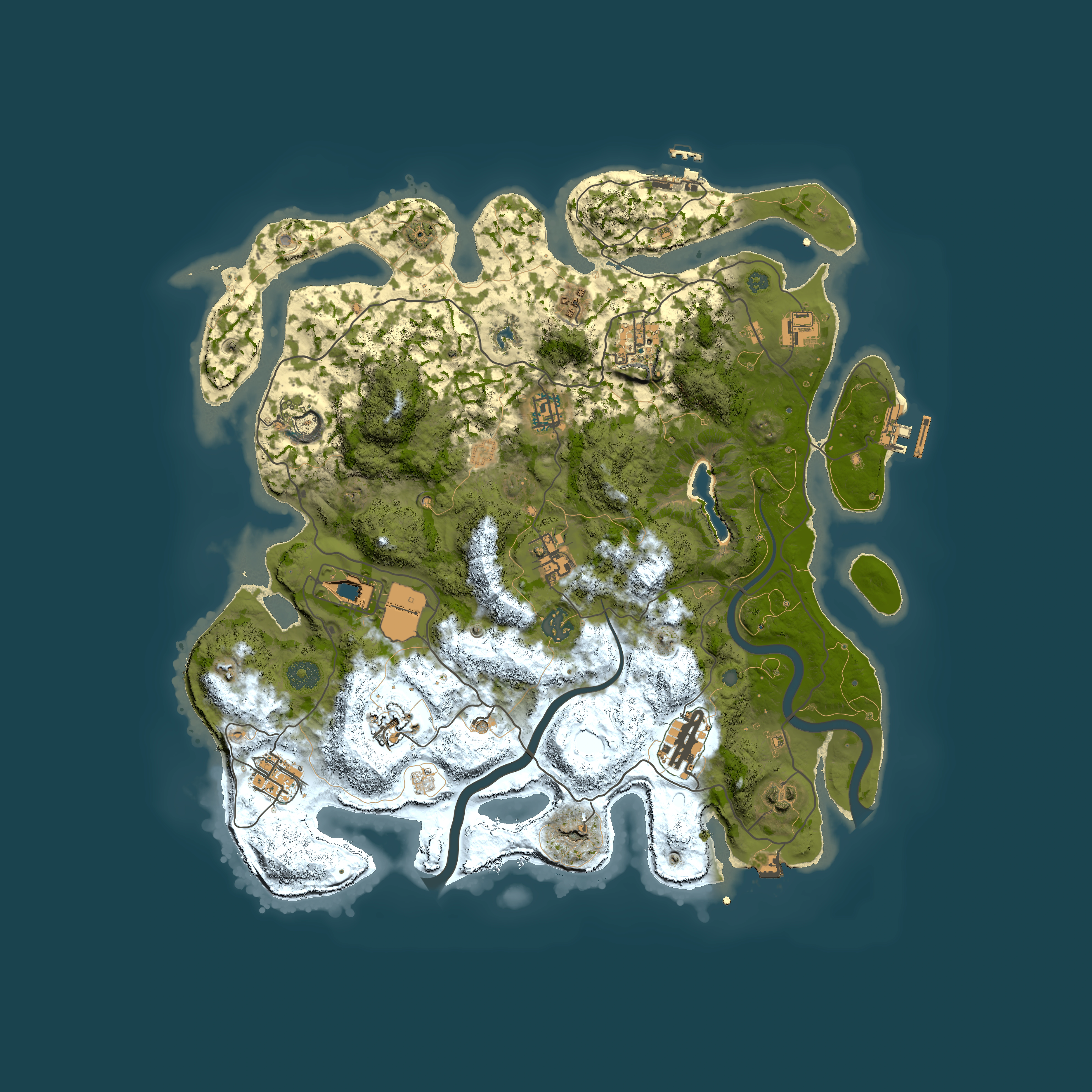 Full top-down render of Rust map seed 1474186909, 4000x4000m