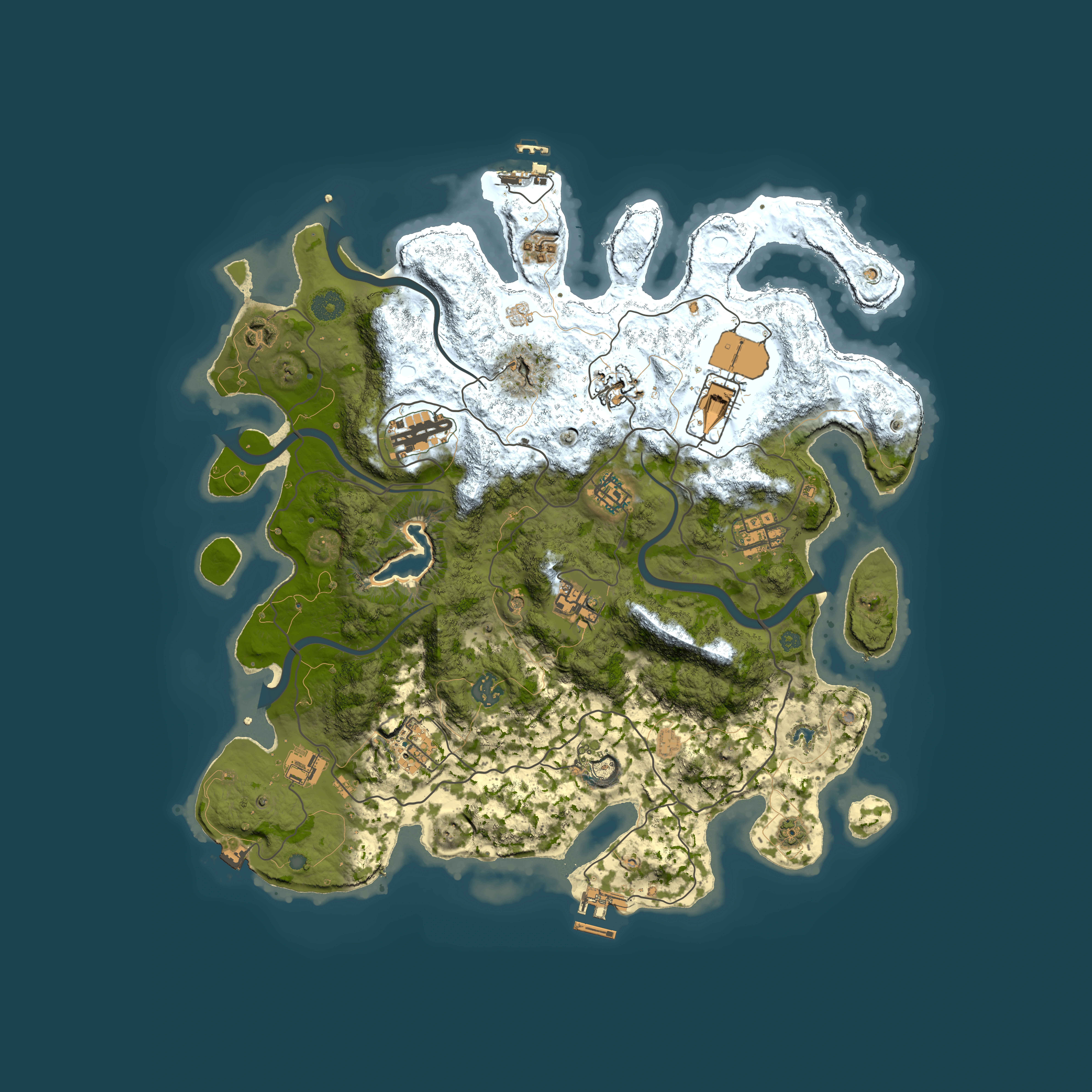 Full top-down render of Rust map seed 1953529733, 4000x4000m