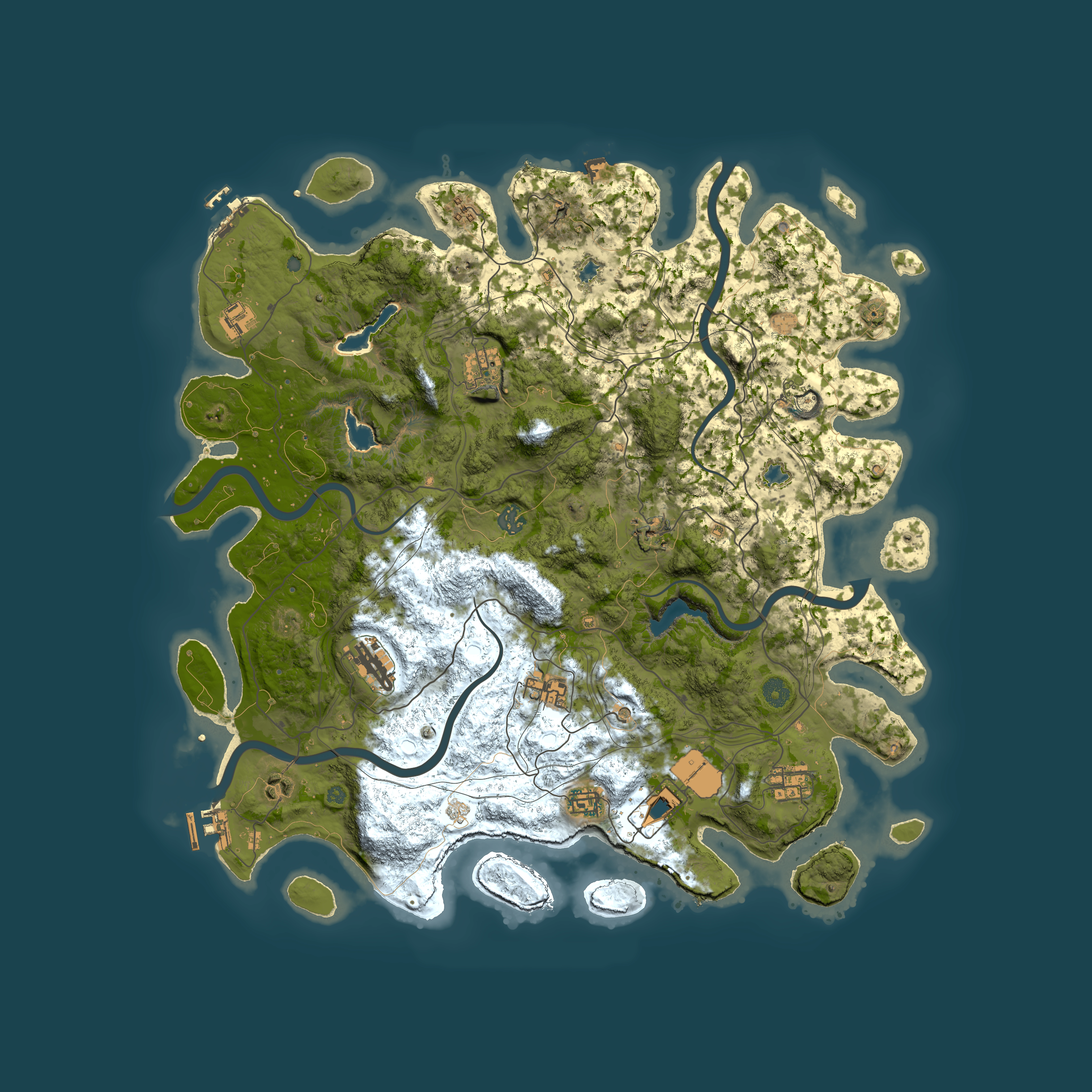 Full top-down render of Rust map seed 37112441, 4600x4600m