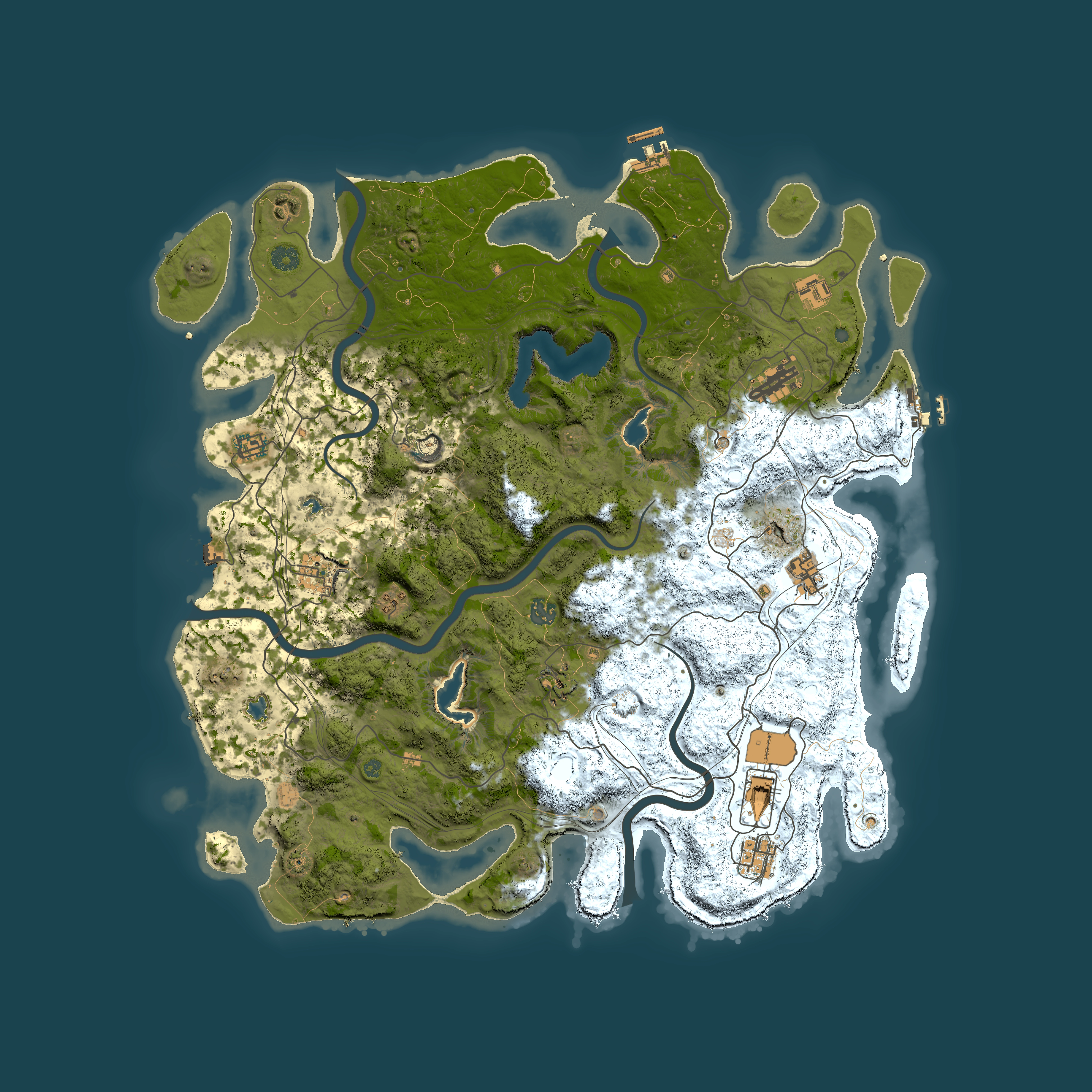 Full top-down render of Rust map seed 222910982, 4700x4700m