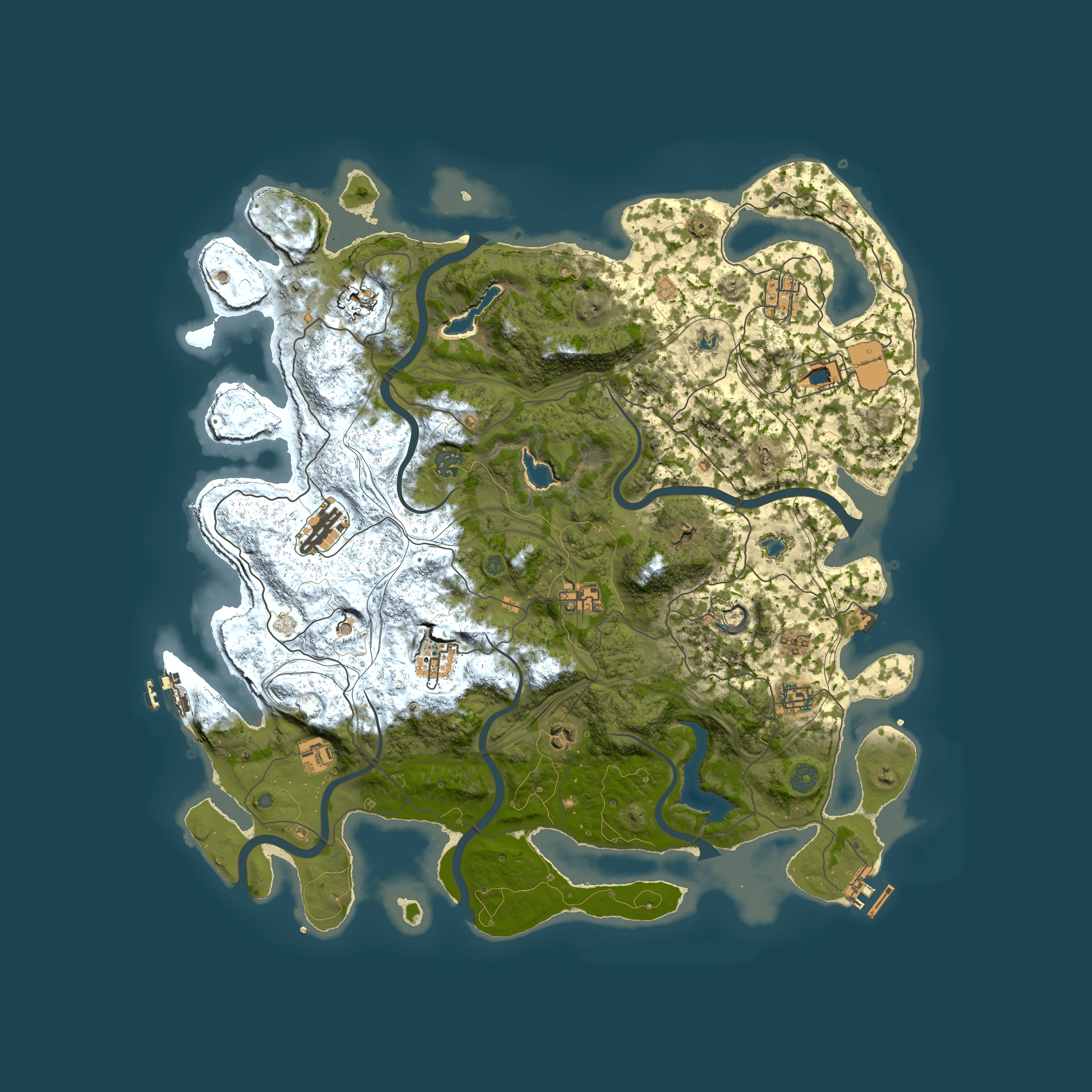 Full top-down render of Rust map seed 366745380, 4600x4600m