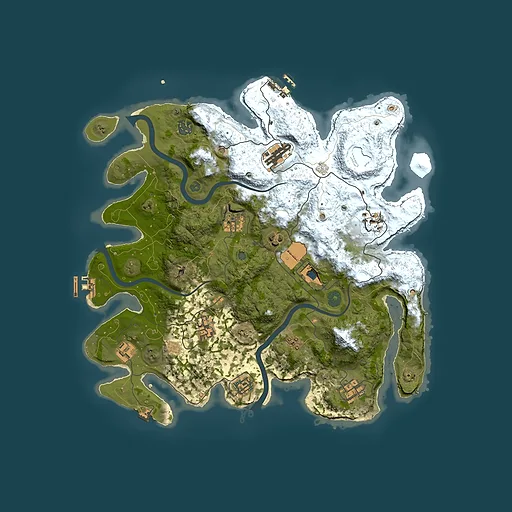Rust map seed 1438723540, 3850x3850m top-down preview
