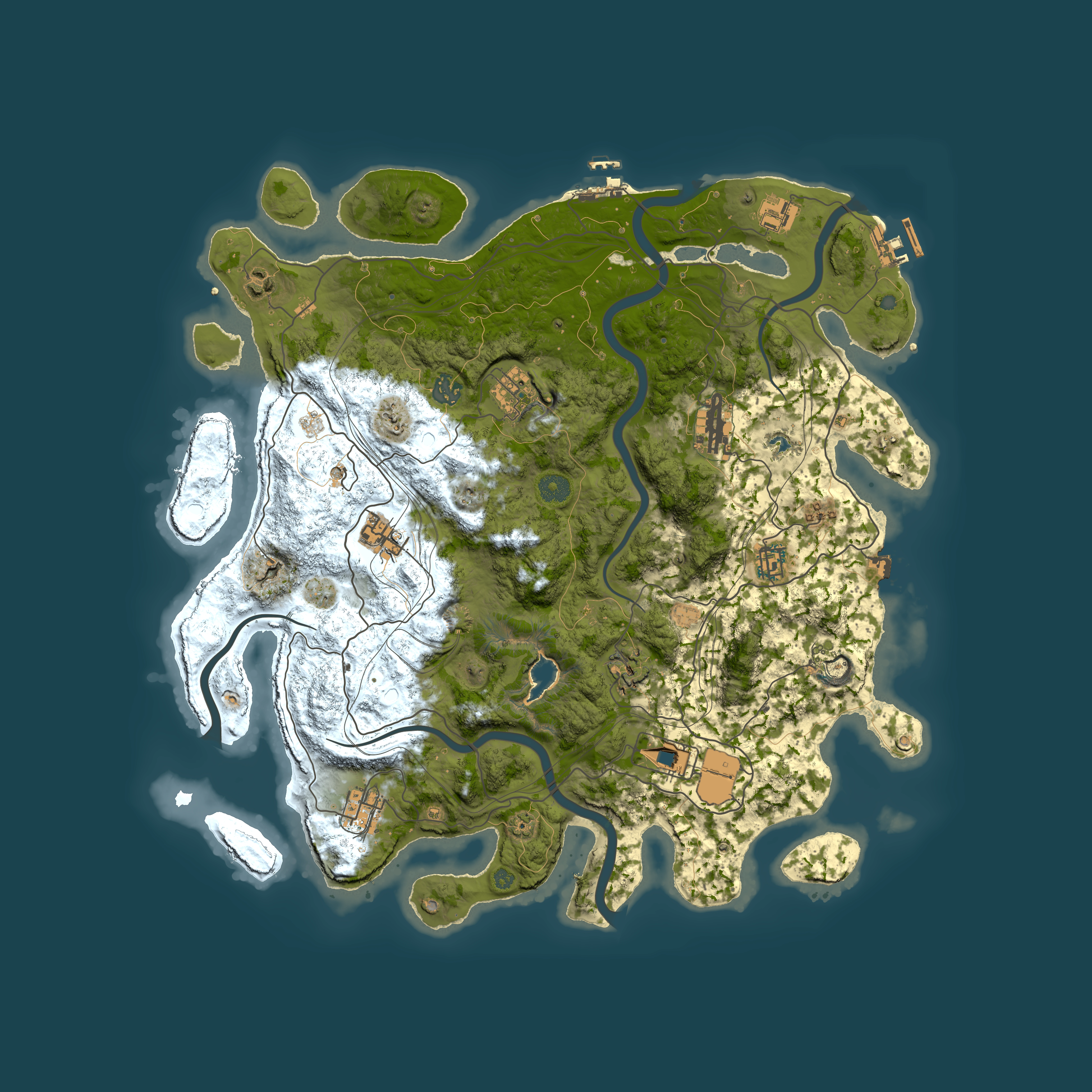 Full top-down render of Rust map seed 13141134, 4250x4250m