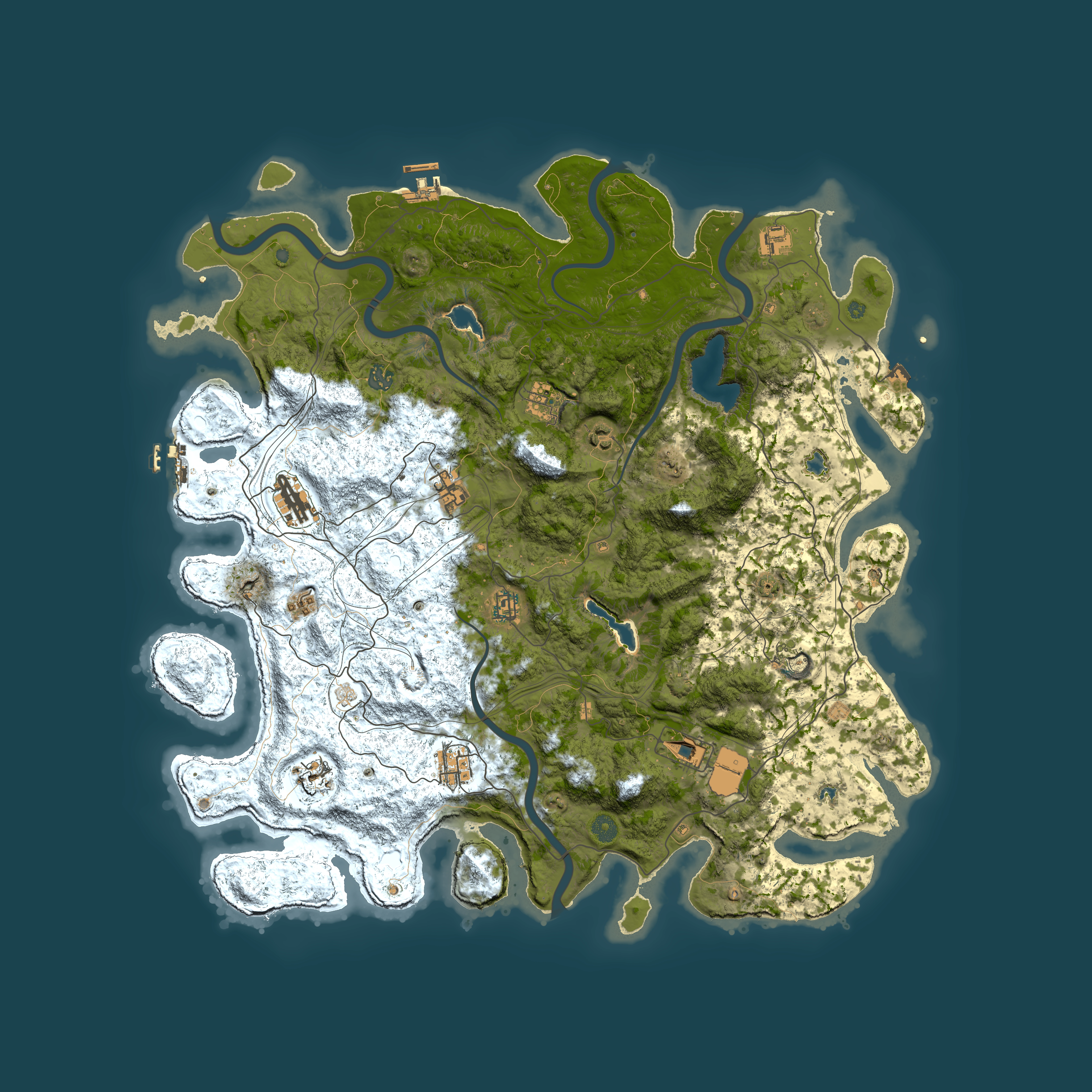 Full top-down render of Rust map seed 1614650931, 4950x4950m