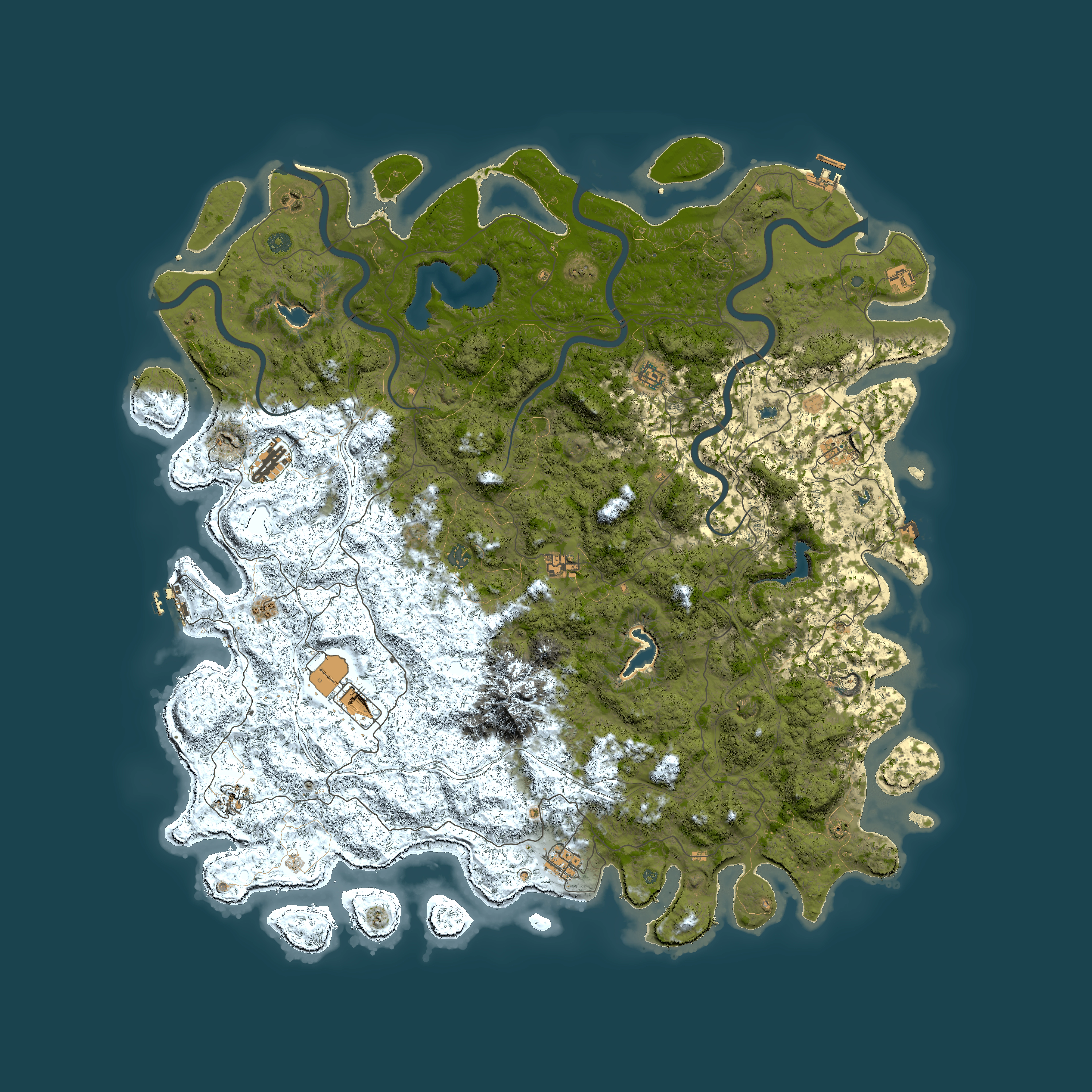 Full top-down render of Rust map seed 1262071985, 5850x5850m