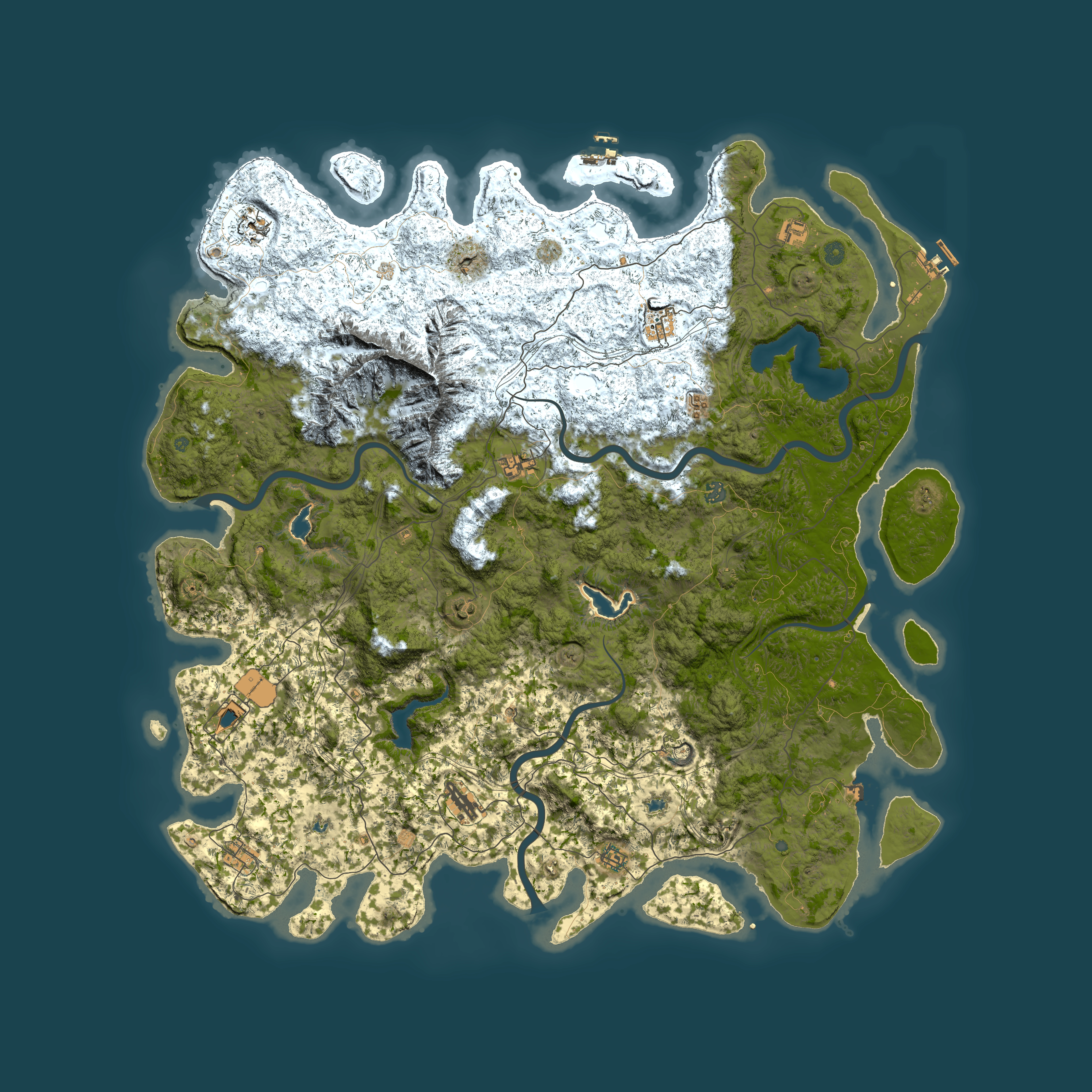 Full top-down render of Rust map seed 1630758564, 5800x5800m