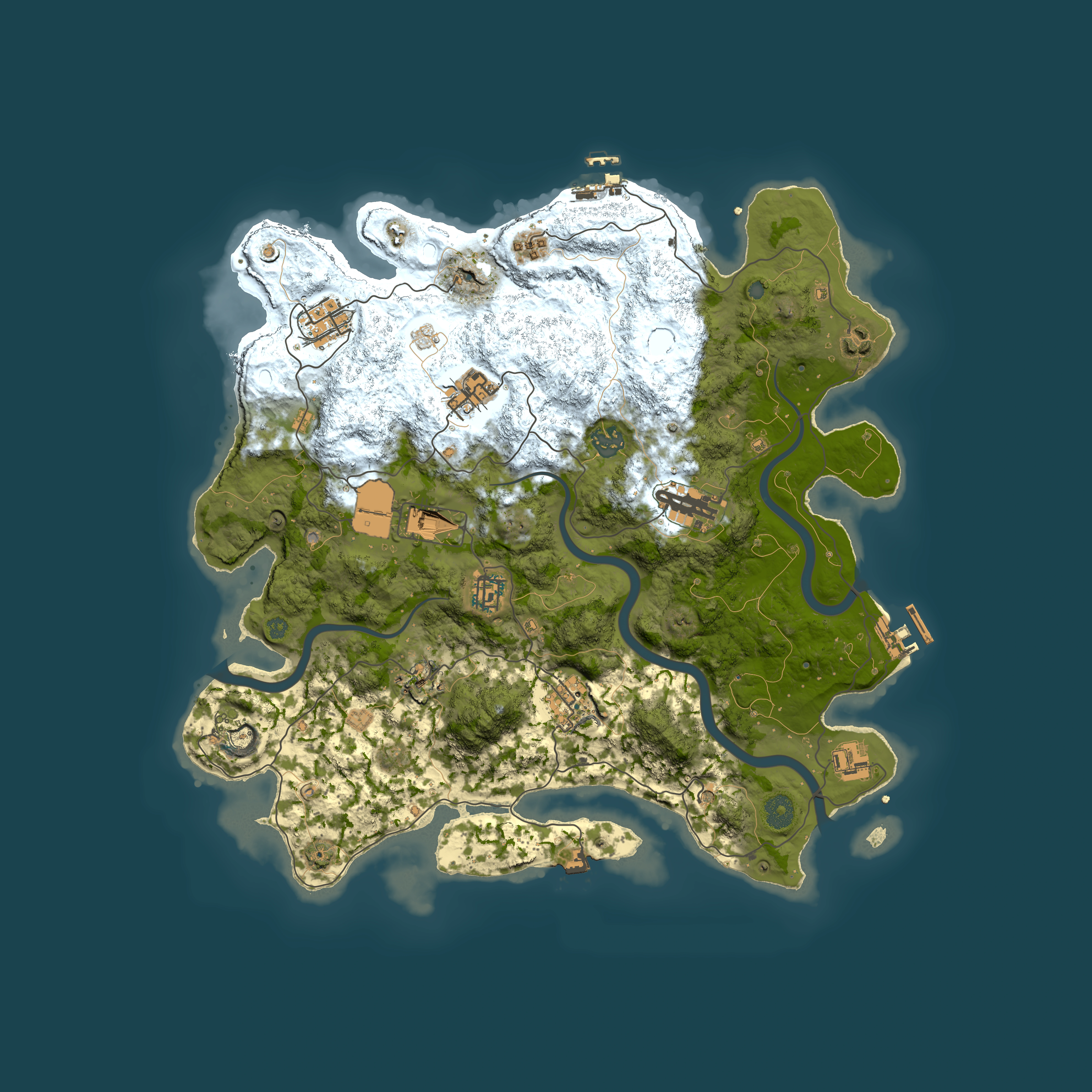 Full top-down render of Rust map seed 356799587, 3950x3950m