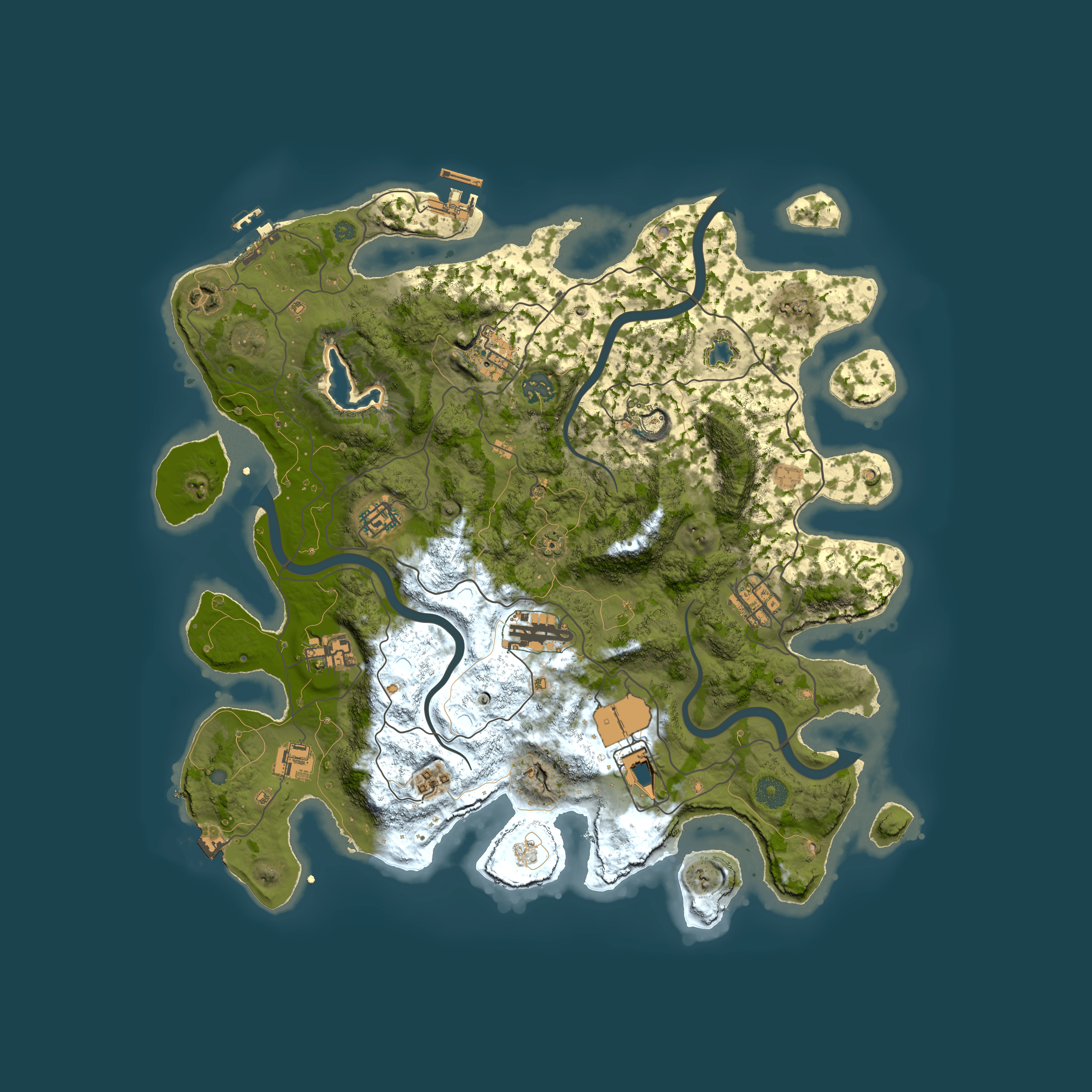Full top-down render of Rust map seed 1999974396, 4000x4000m