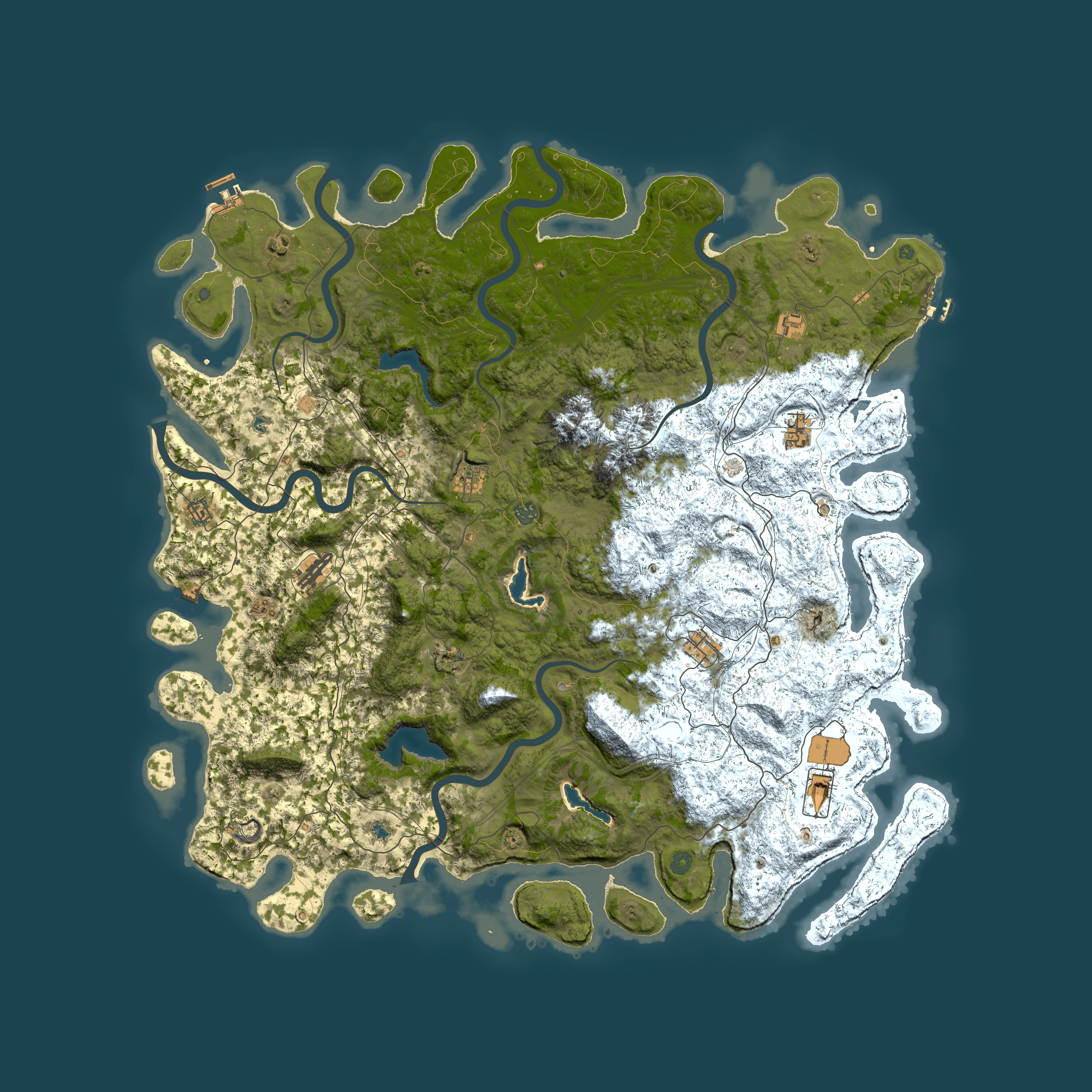 Full top-down render of Rust map seed 1727300697, 5700x5700m