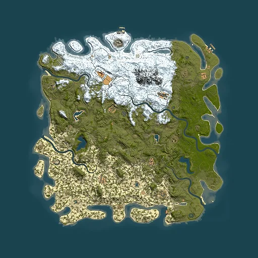 Rust map seed 197301634, 6000x6000m top-down preview