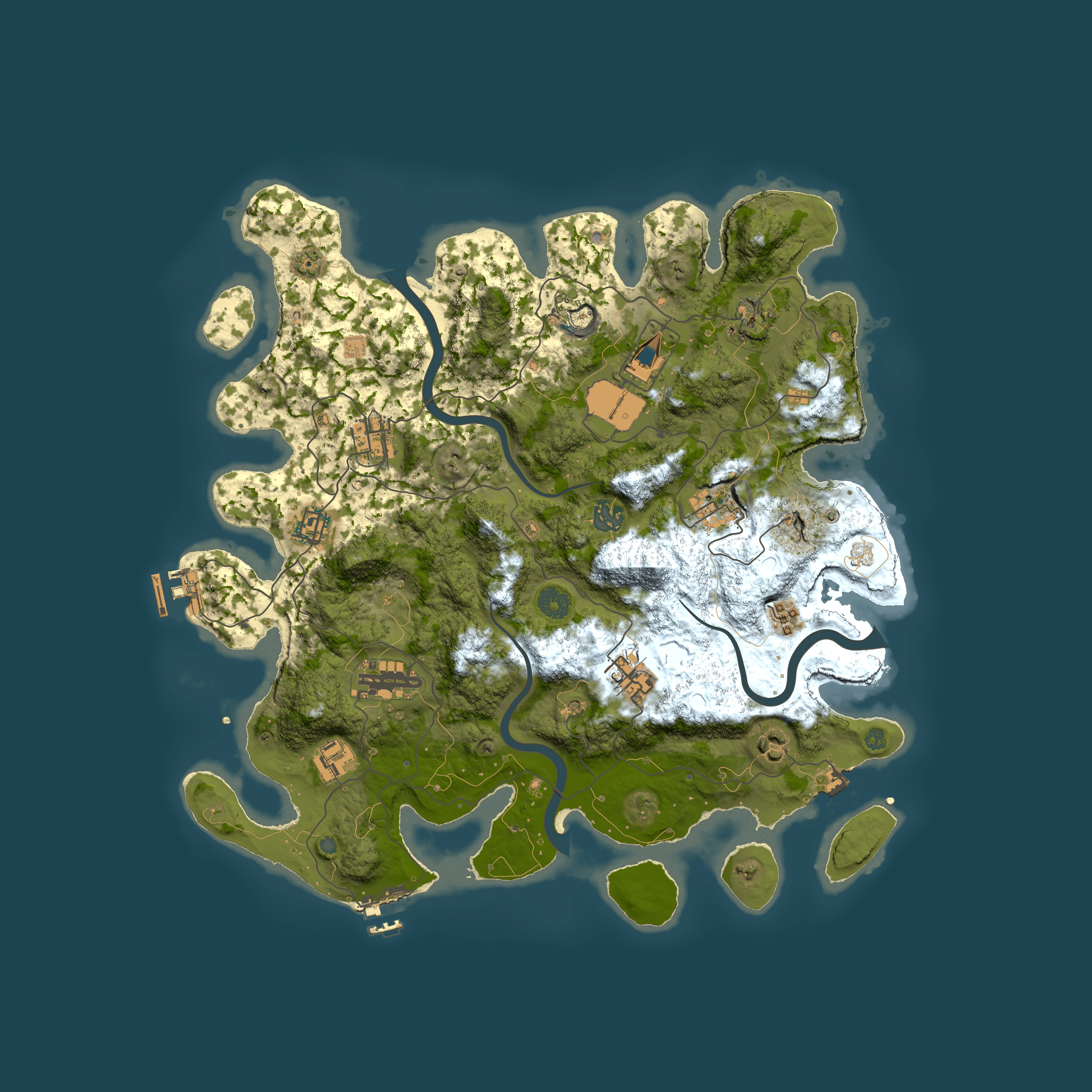 Full top-down render of Rust map seed 387183132, 3950x3950m