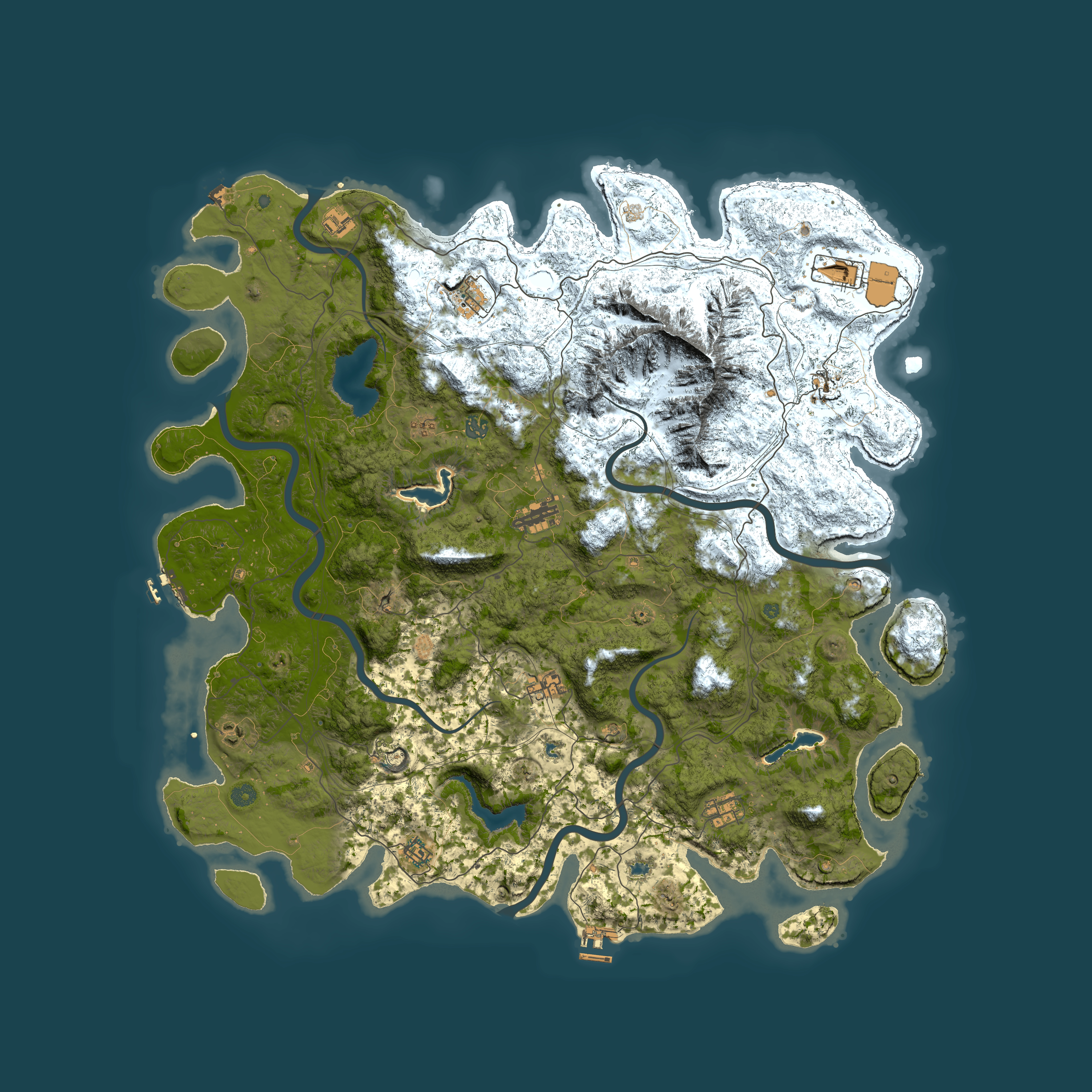 Full top-down render of Rust map seed 384085180, 5400x5400m
