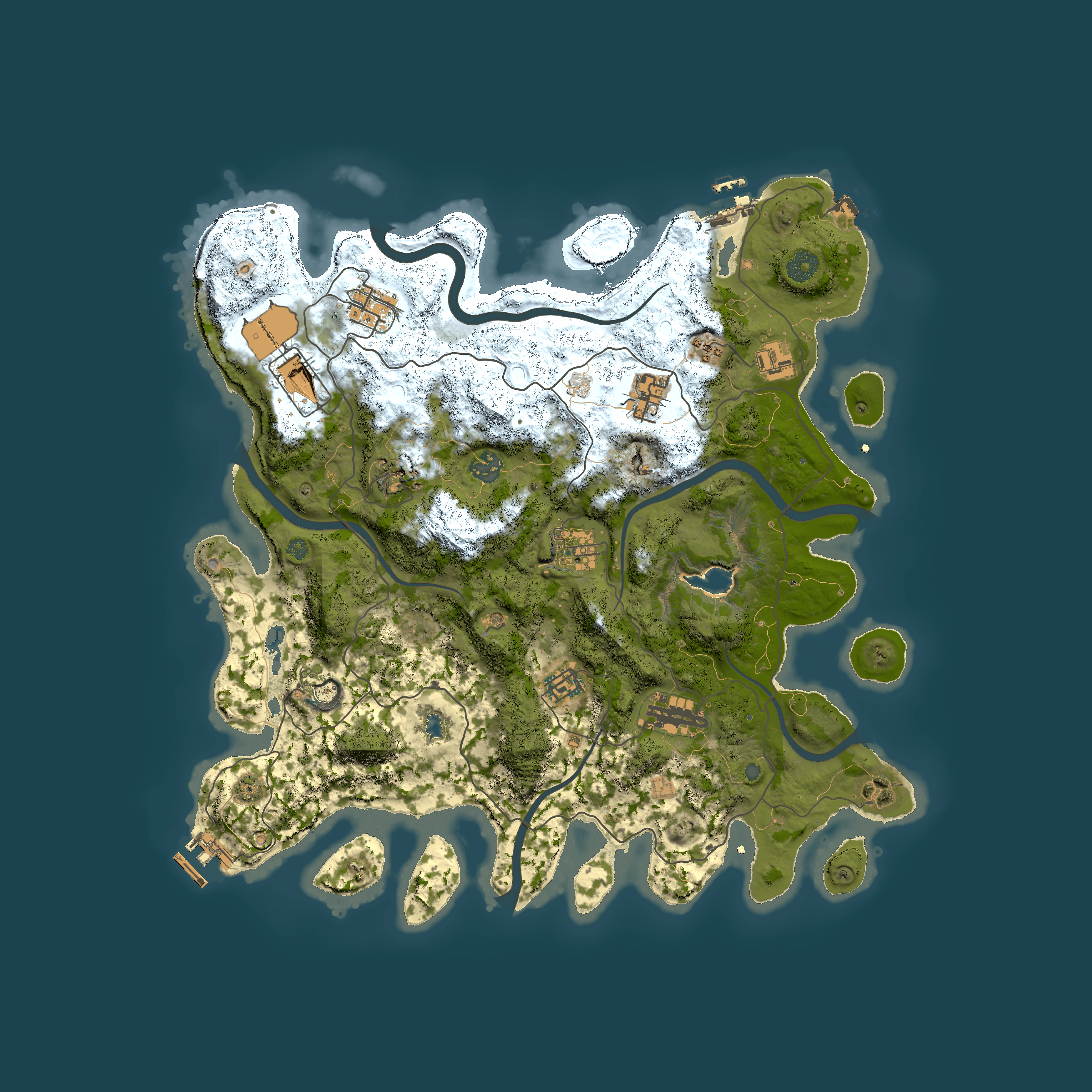 Full top-down render of Rust map seed 1624476409, 4050x4050m