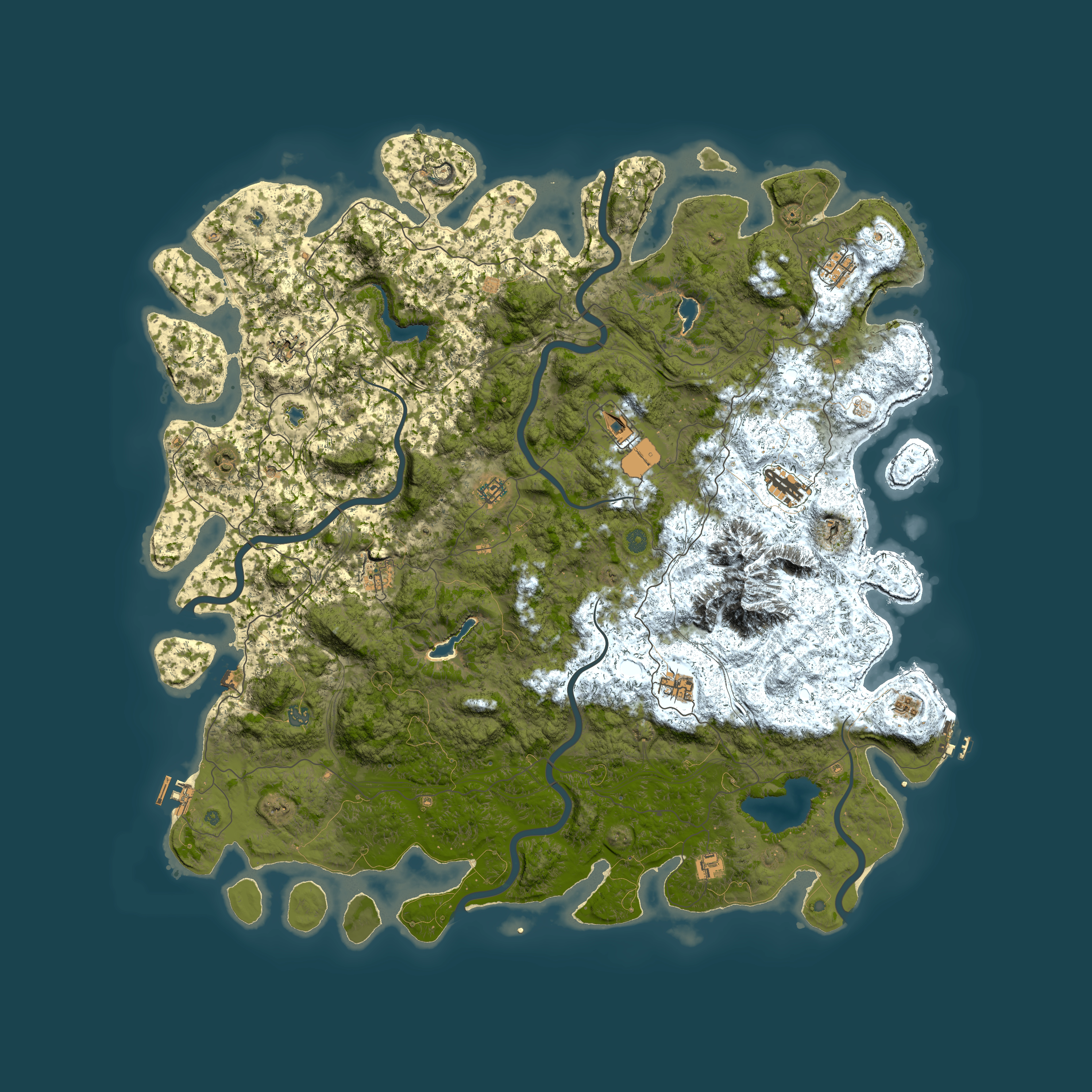 Full top-down render of Rust map seed 597830932, 5850x5850m