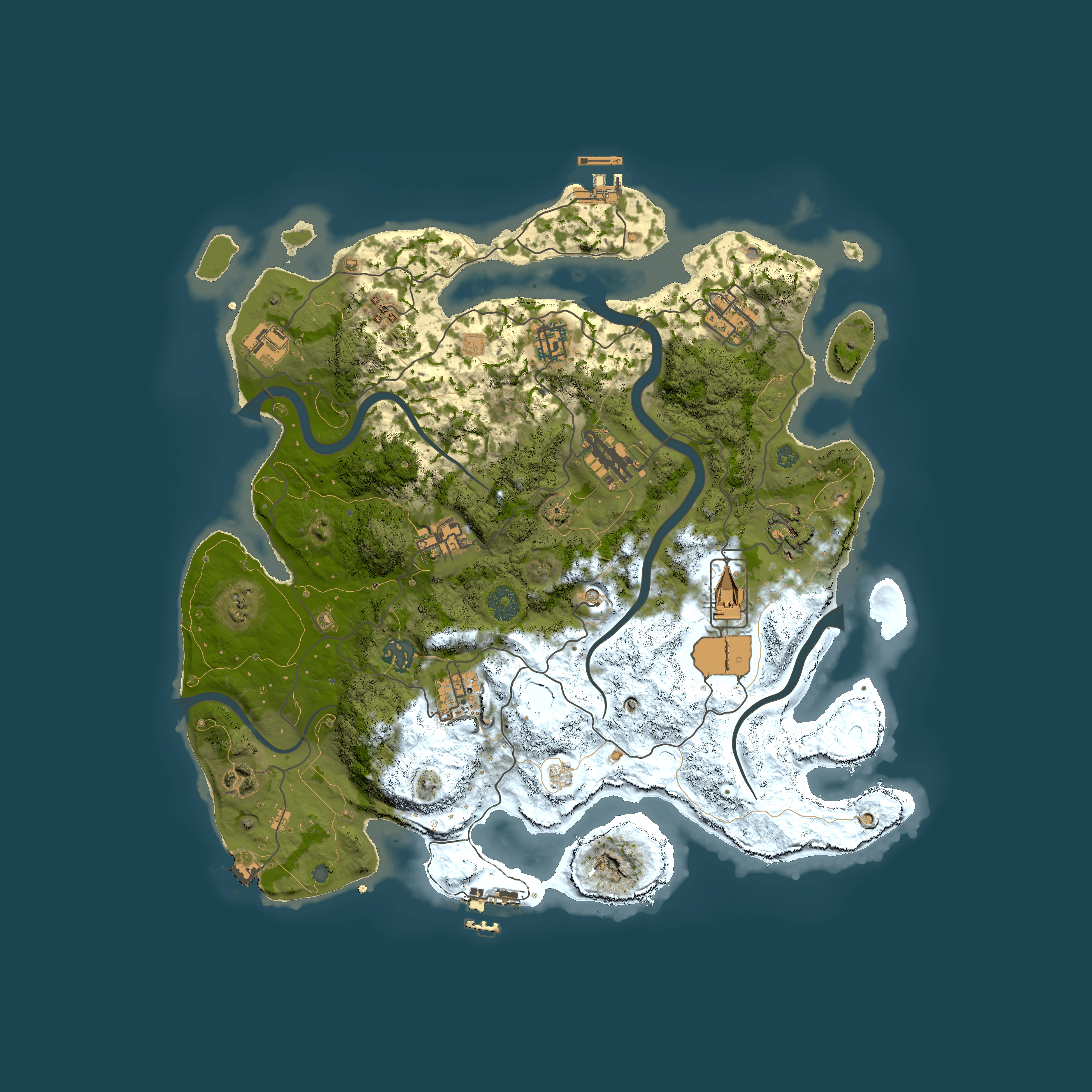 Full top-down render of Rust map seed 200820538, 3800x3800m
