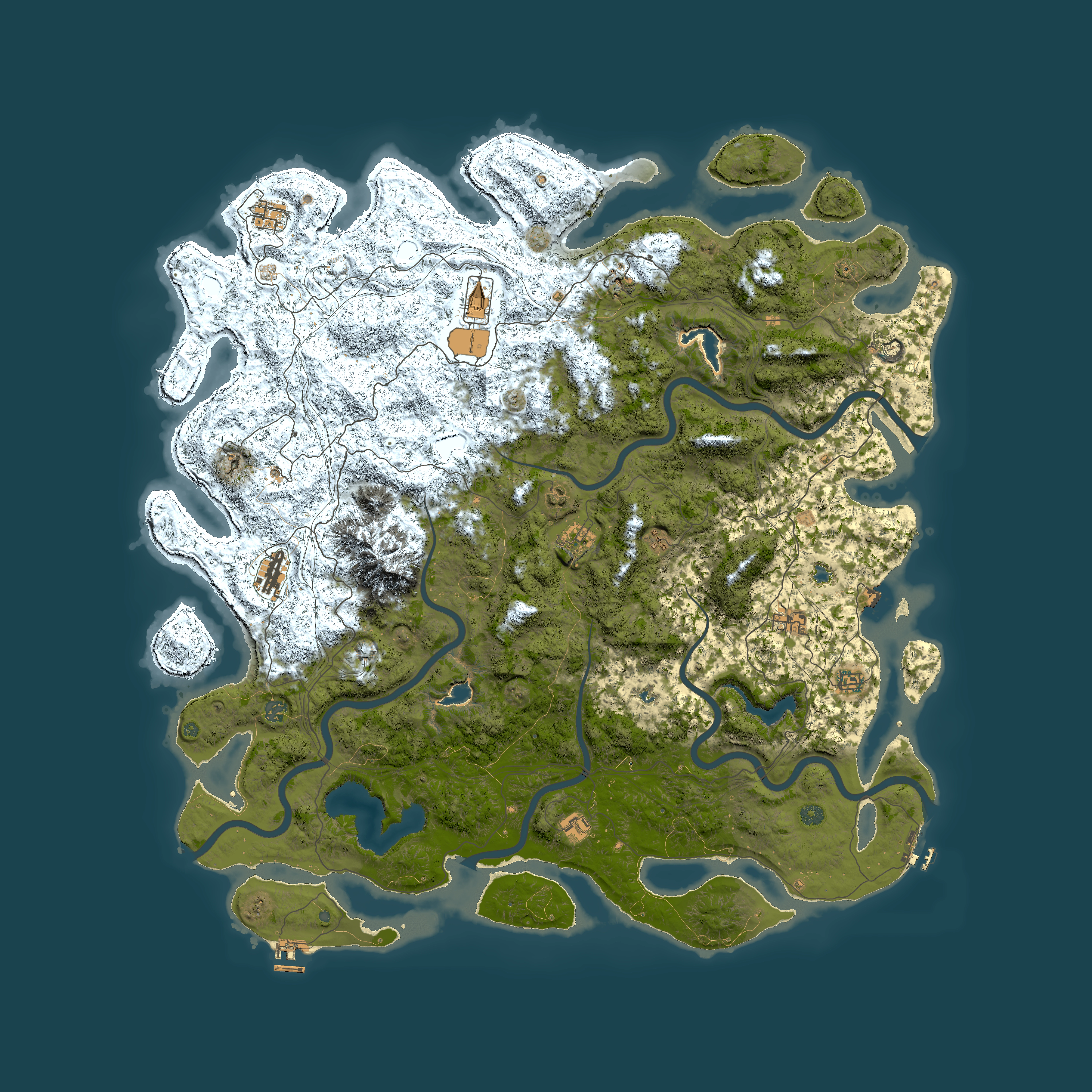 Full top-down render of Rust map seed 153811804, 5800x5800m