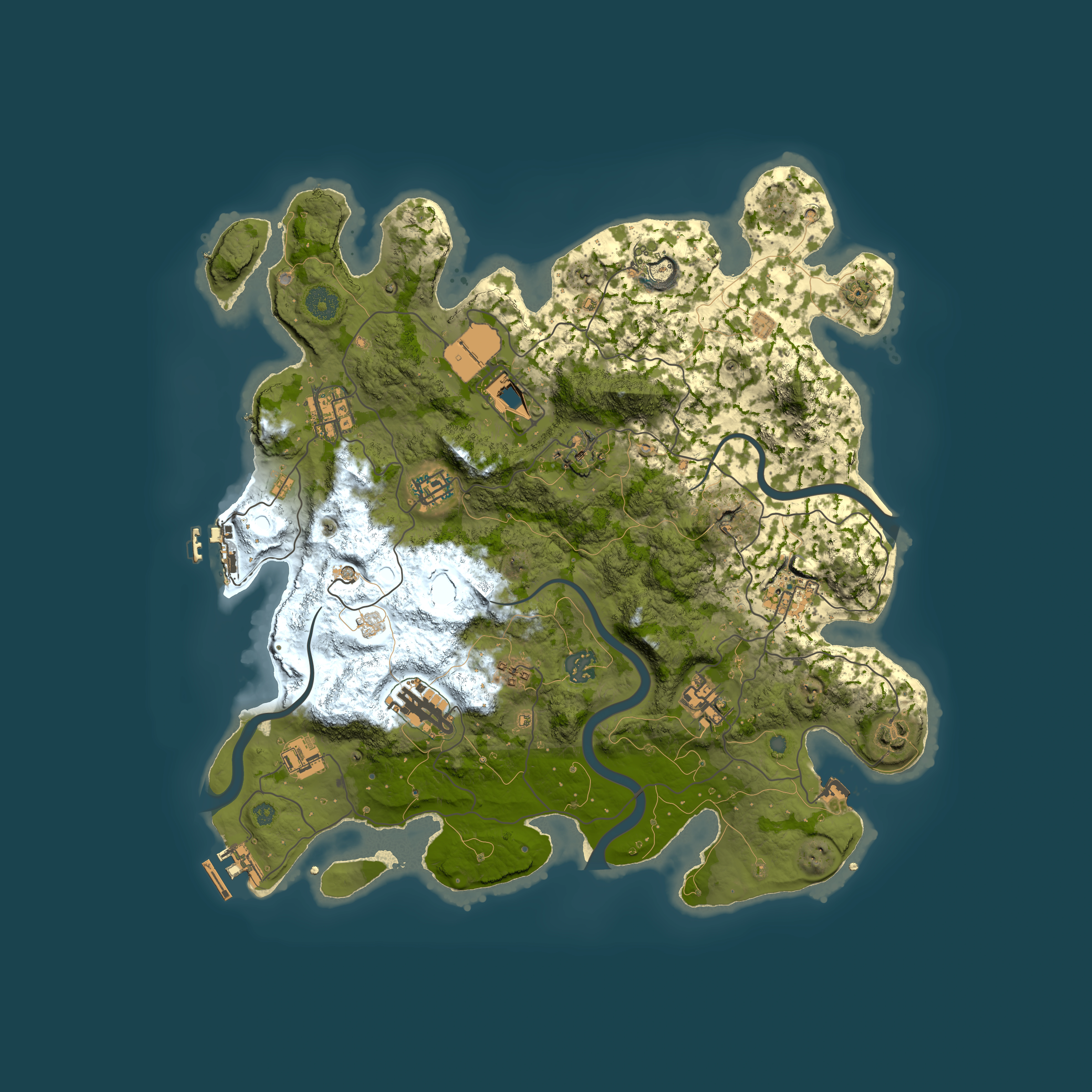 Full top-down render of Rust map seed 667736799, 3850x3850m