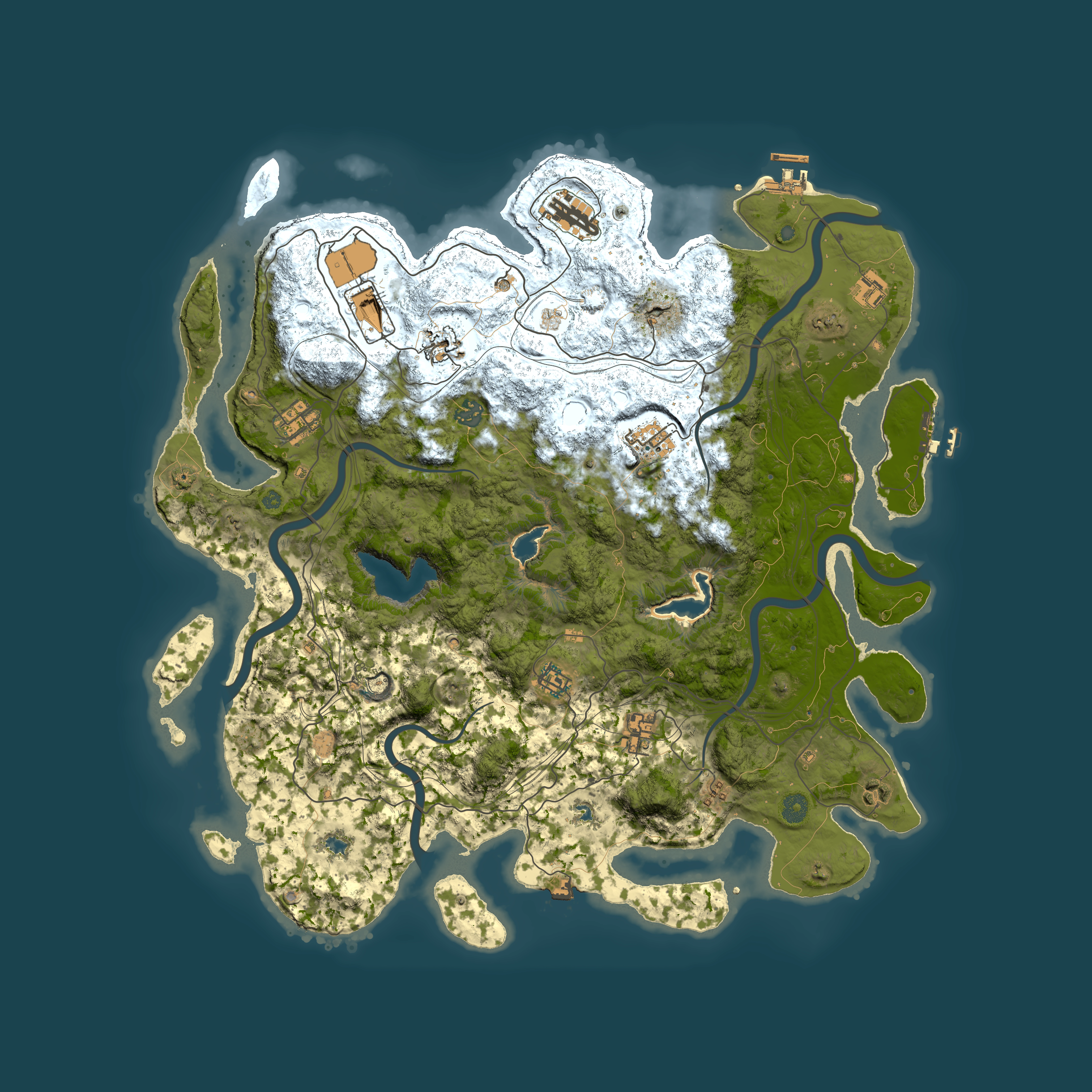 Full top-down render of Rust map seed 499249167, 4600x4600m