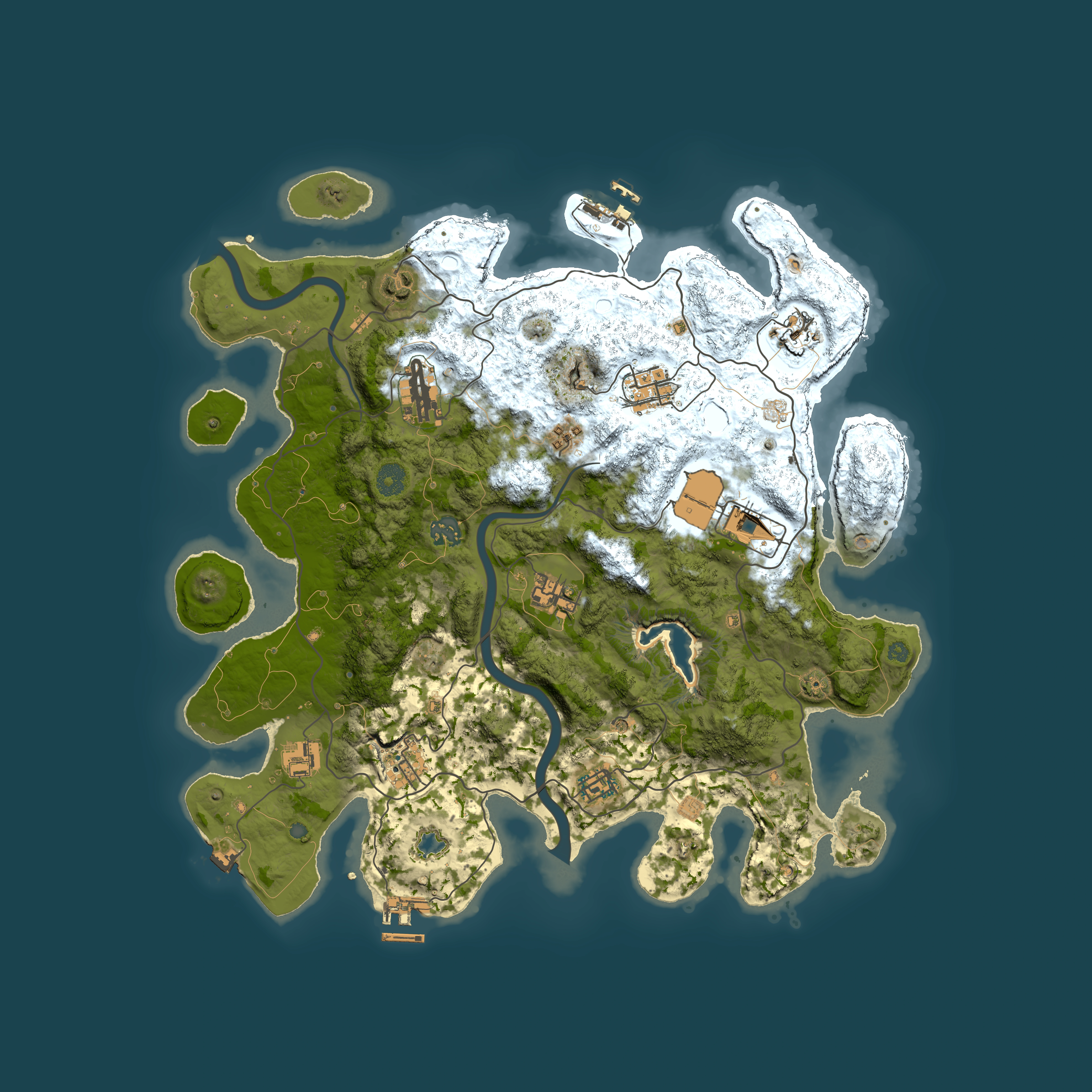 Full top-down render of Rust map seed 854581450, 4000x4000m
