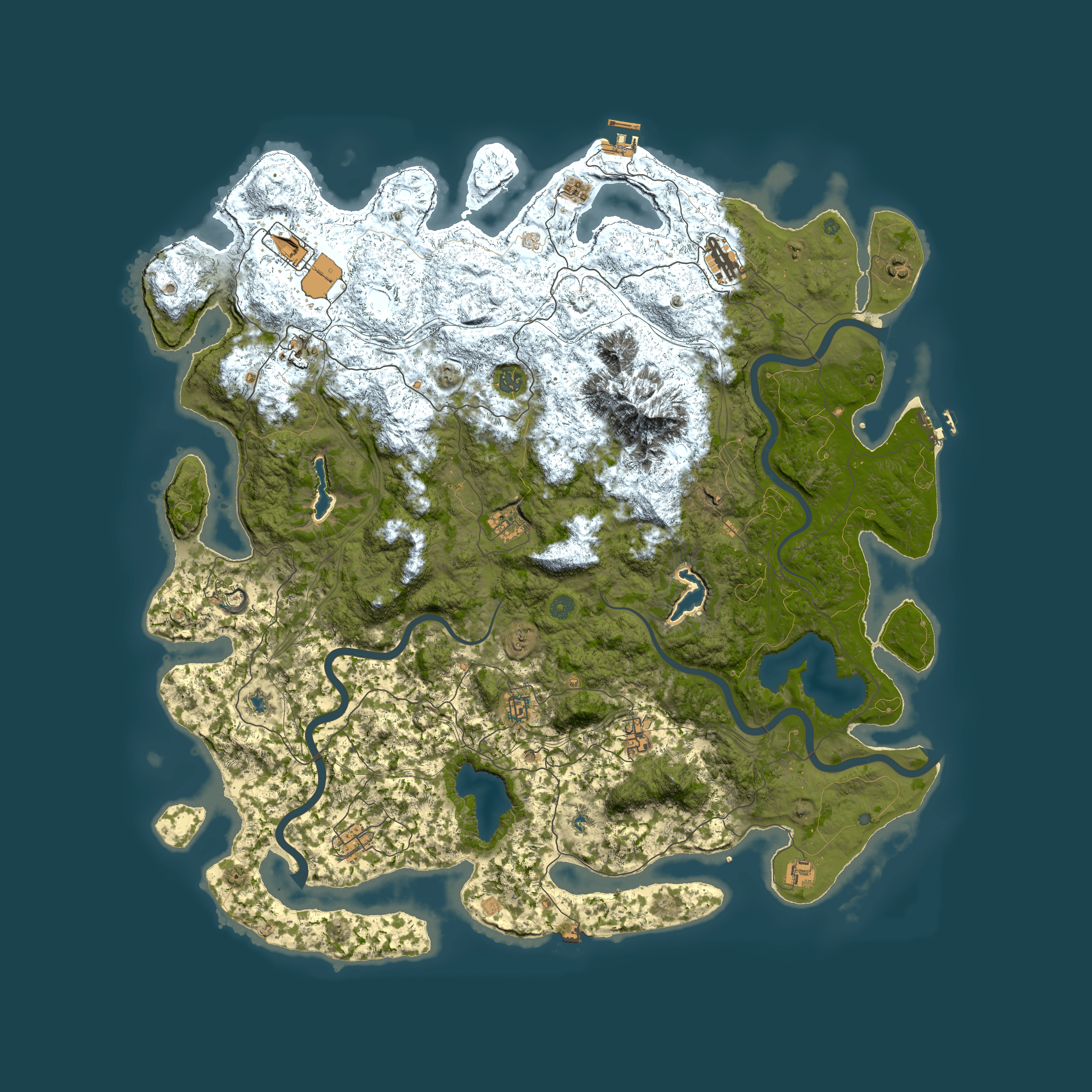 Full top-down render of Rust map seed 1864053663, 5500x5500m
