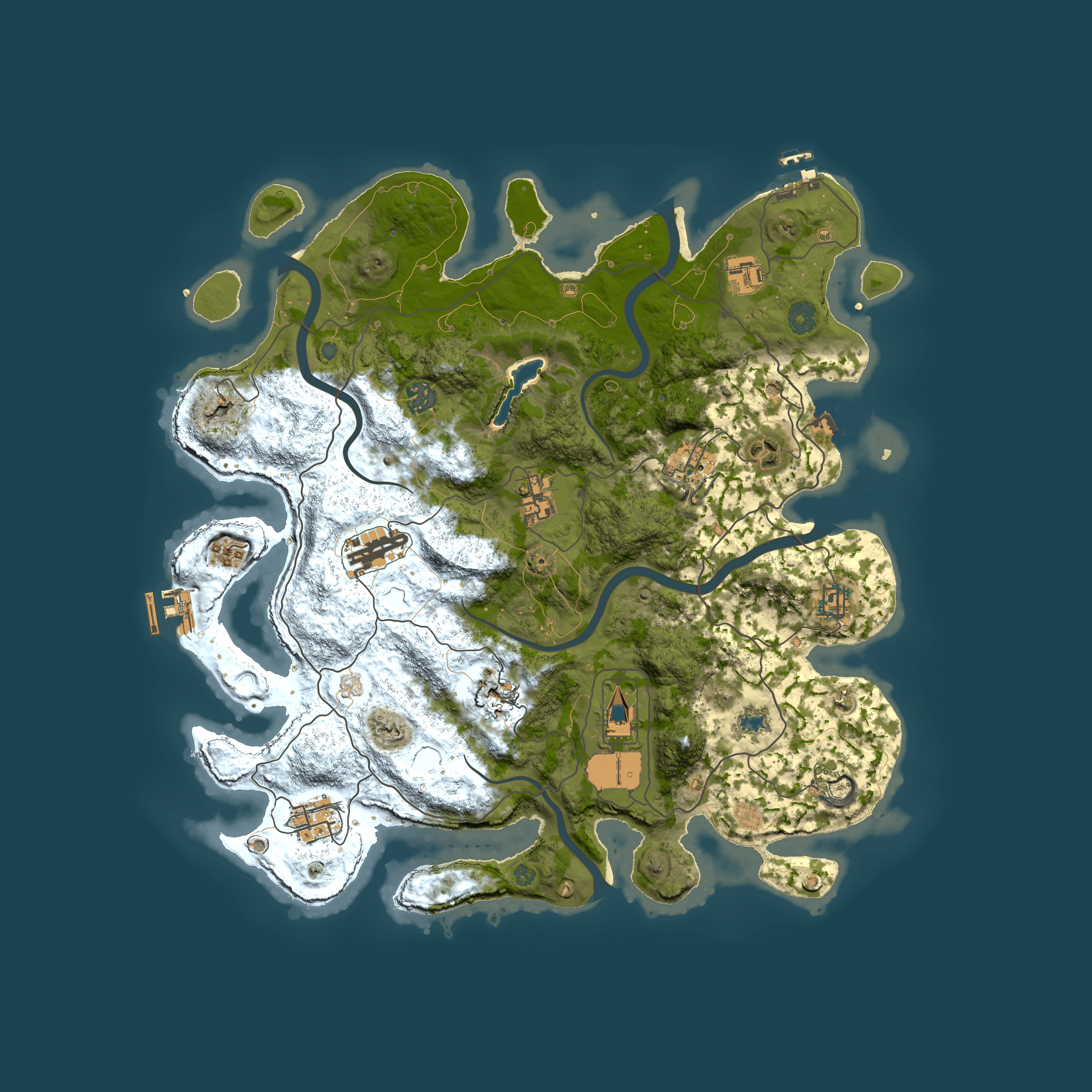 Full top-down render of Rust map seed 1601384798, 4050x4050m