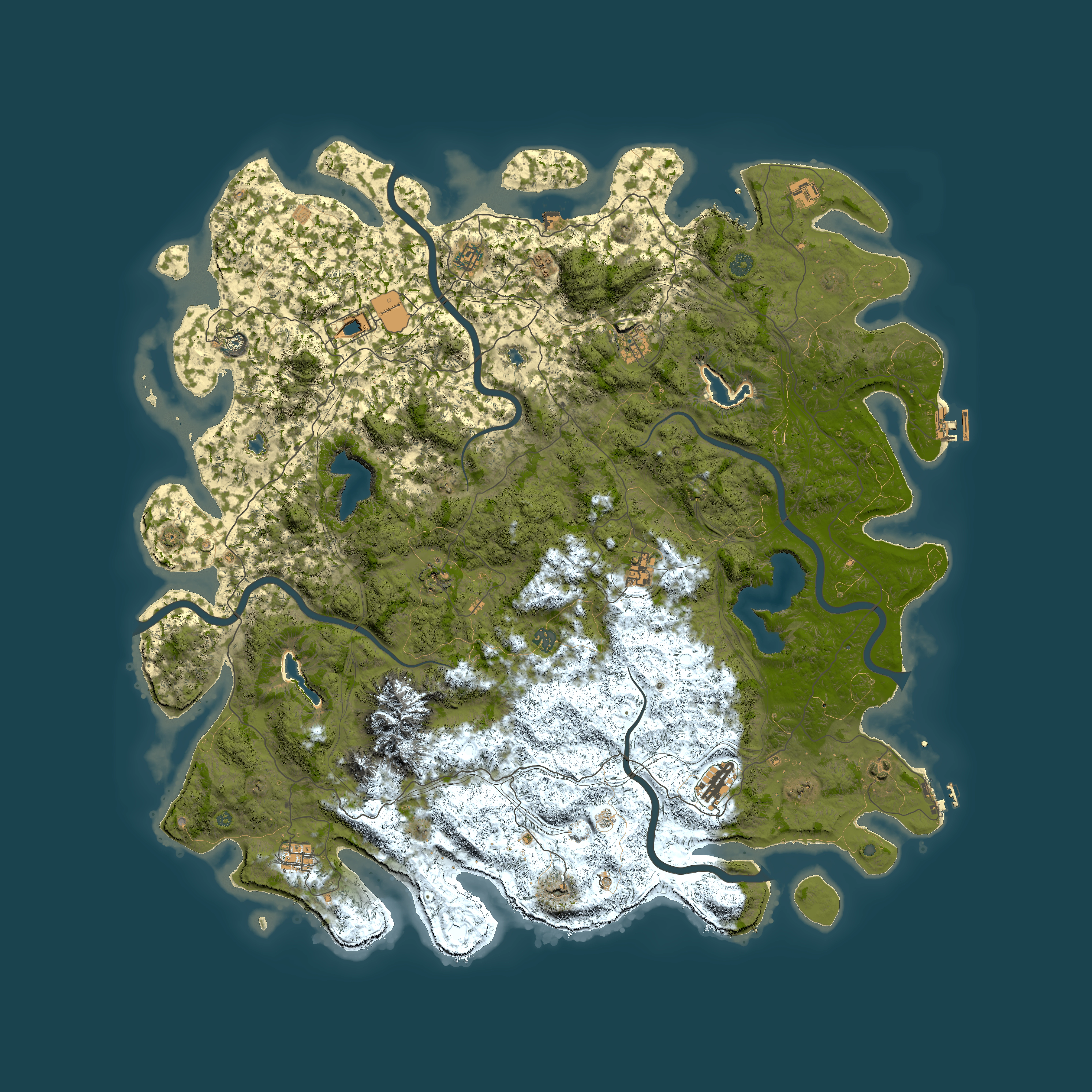 Full top-down render of Rust map seed 1228431382, 5700x5700m
