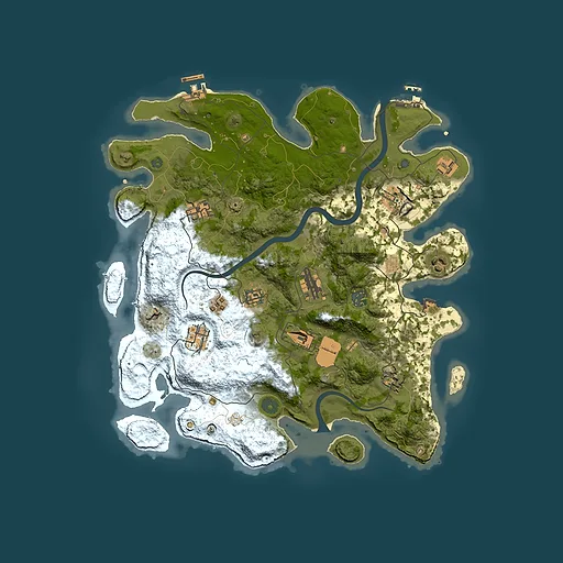 Rust map seed 1674342634, 3850x3850m top-down preview